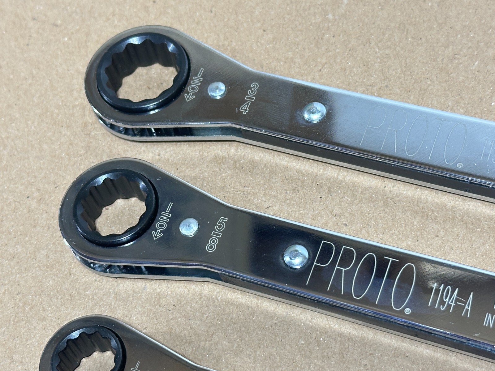 NEW Proto Tools USA 4pc 3/8-7/8” SAE Ratcheting Box End Wrench Set, 12 Point