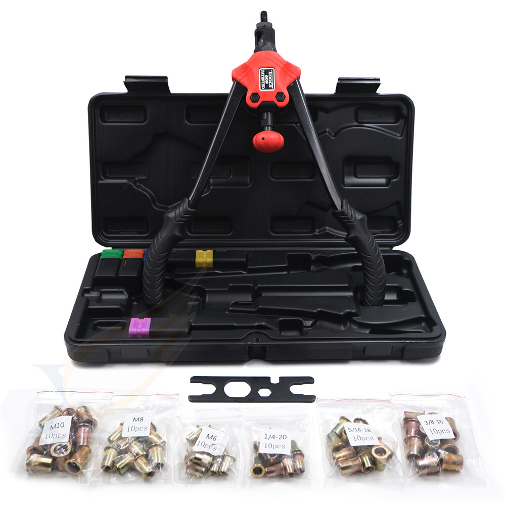 Knob Type Riveting Nut Gun 360mm 14″ 60pcs Rivet Nut Gun Kit Rivnut Setting Tool