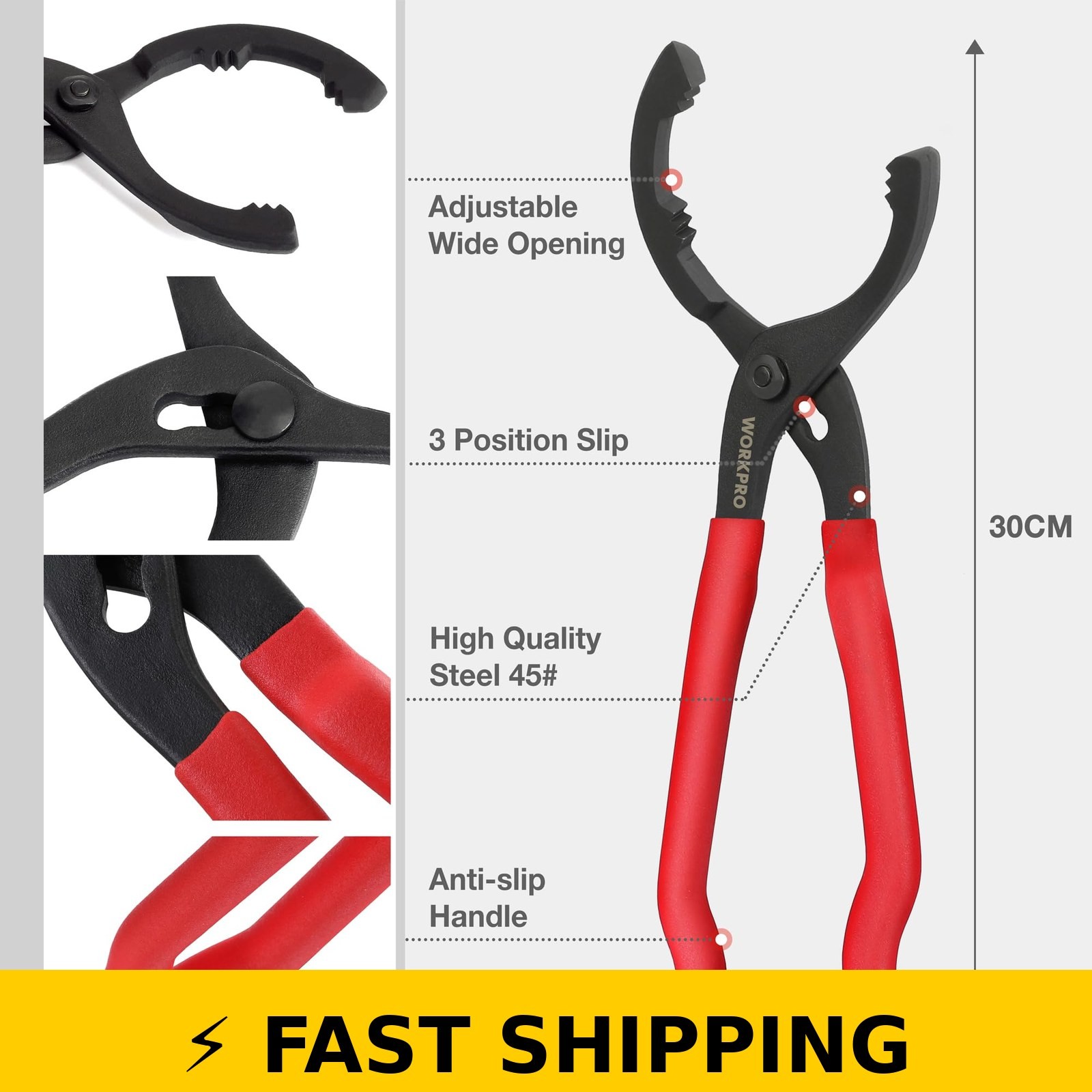 WORKPRO 12″ Adjustable Oil Filter Pliers – Engine Filter Tool