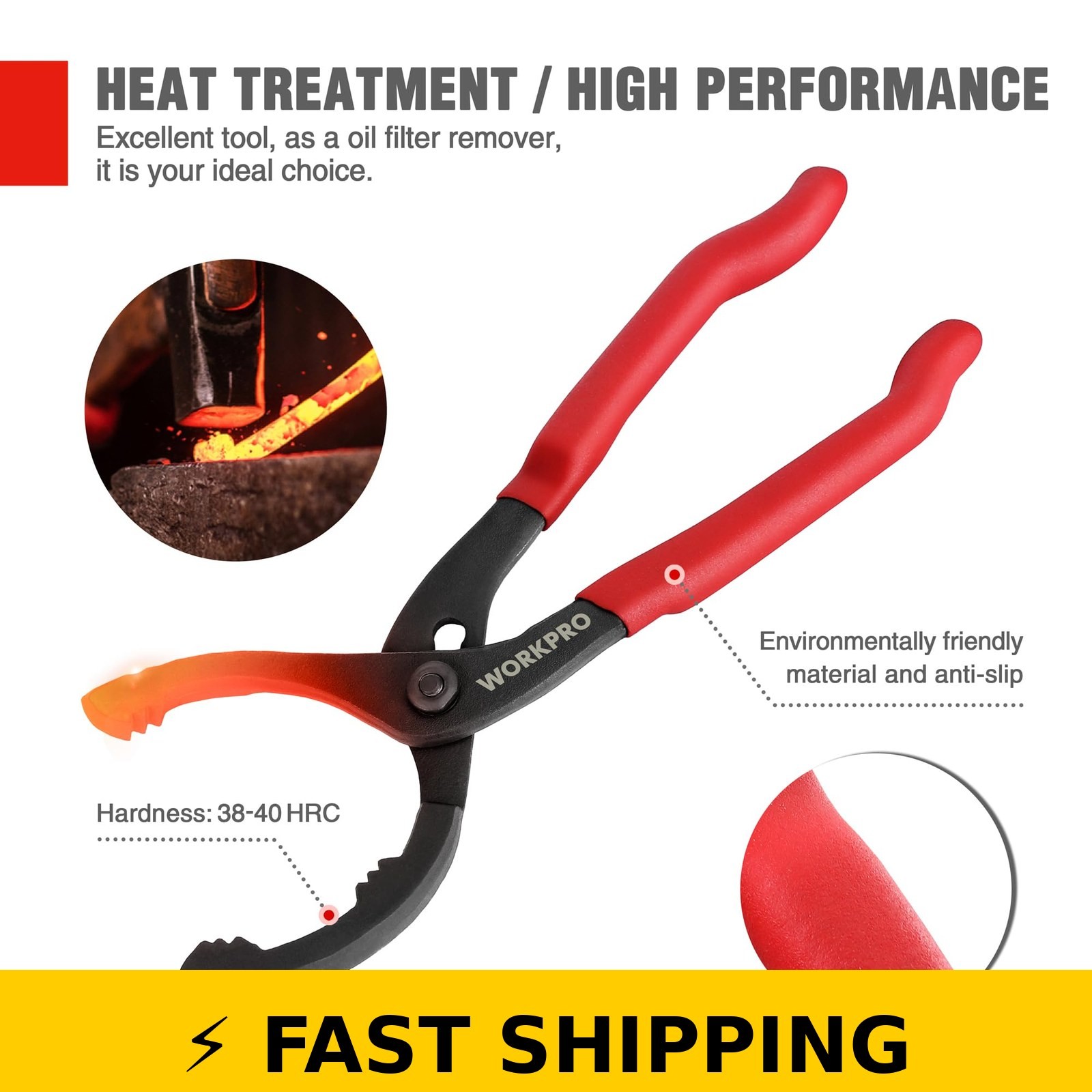 WORKPRO 12″ Adjustable Oil Filter Pliers – Engine Filter Tool