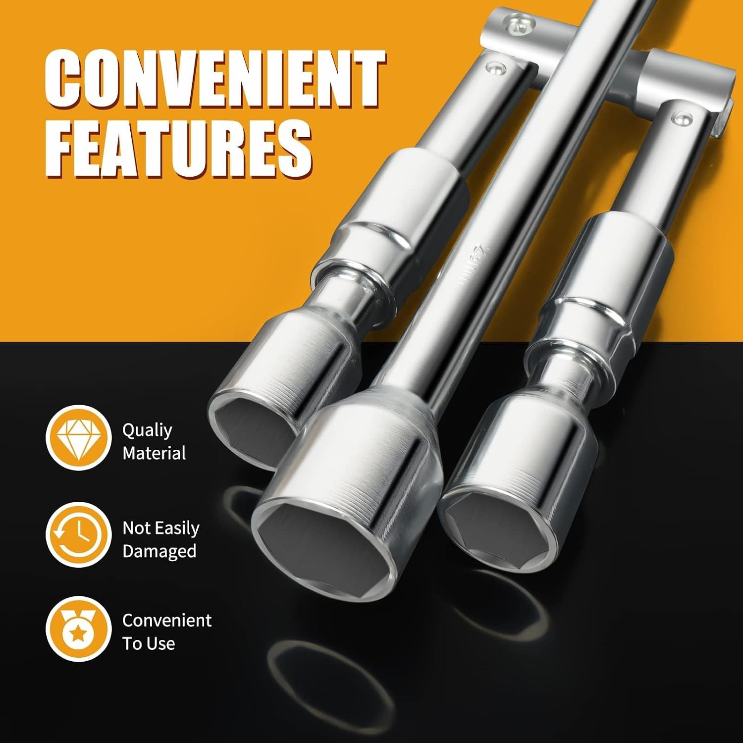 Folding 4-Way Lug Wrench 14 Inch – Universal Cross Tire Iron for Cars Trucks