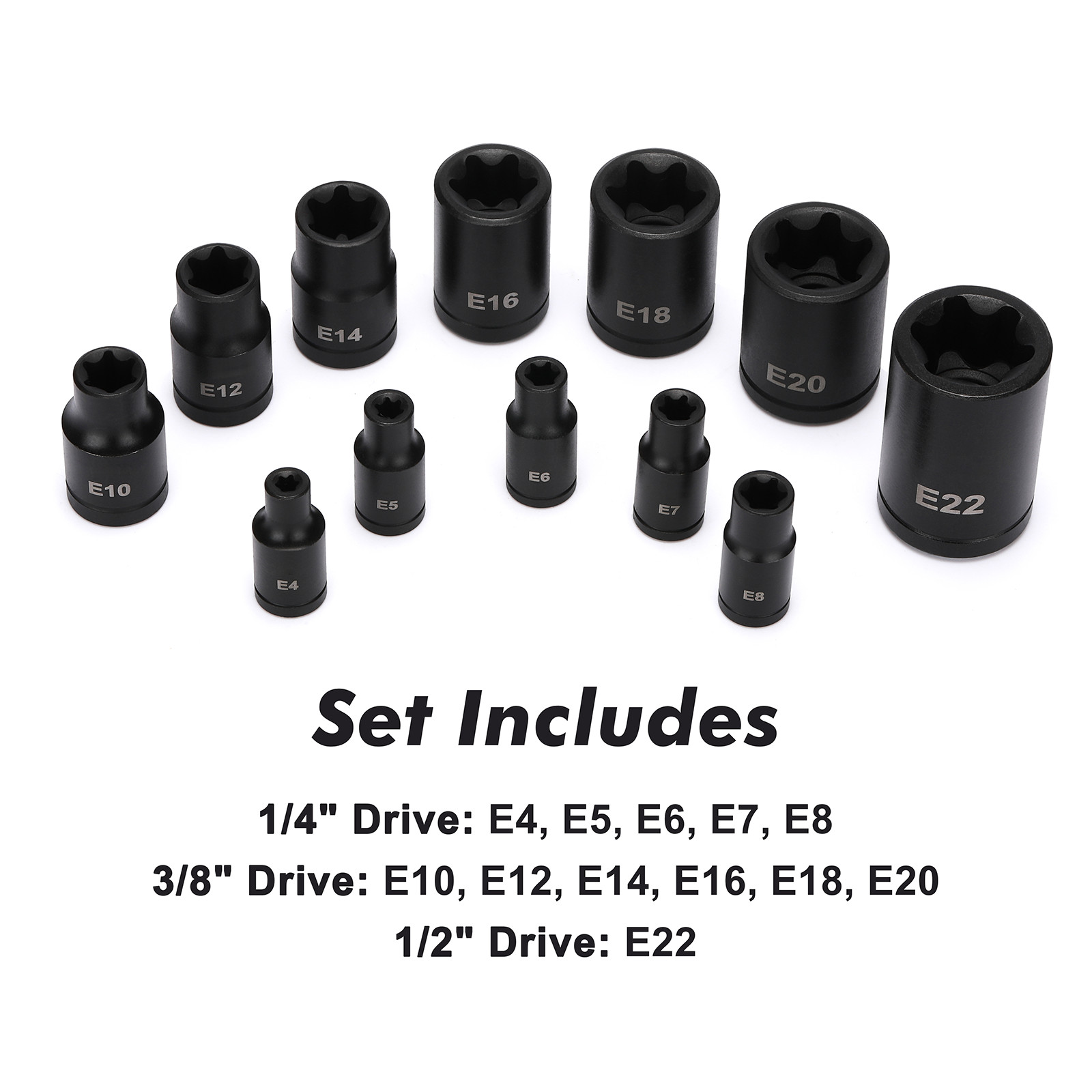 25PCS Torx Bit Socket and External Socket Set T8- T60 & 12 Female E-Torx Sockets