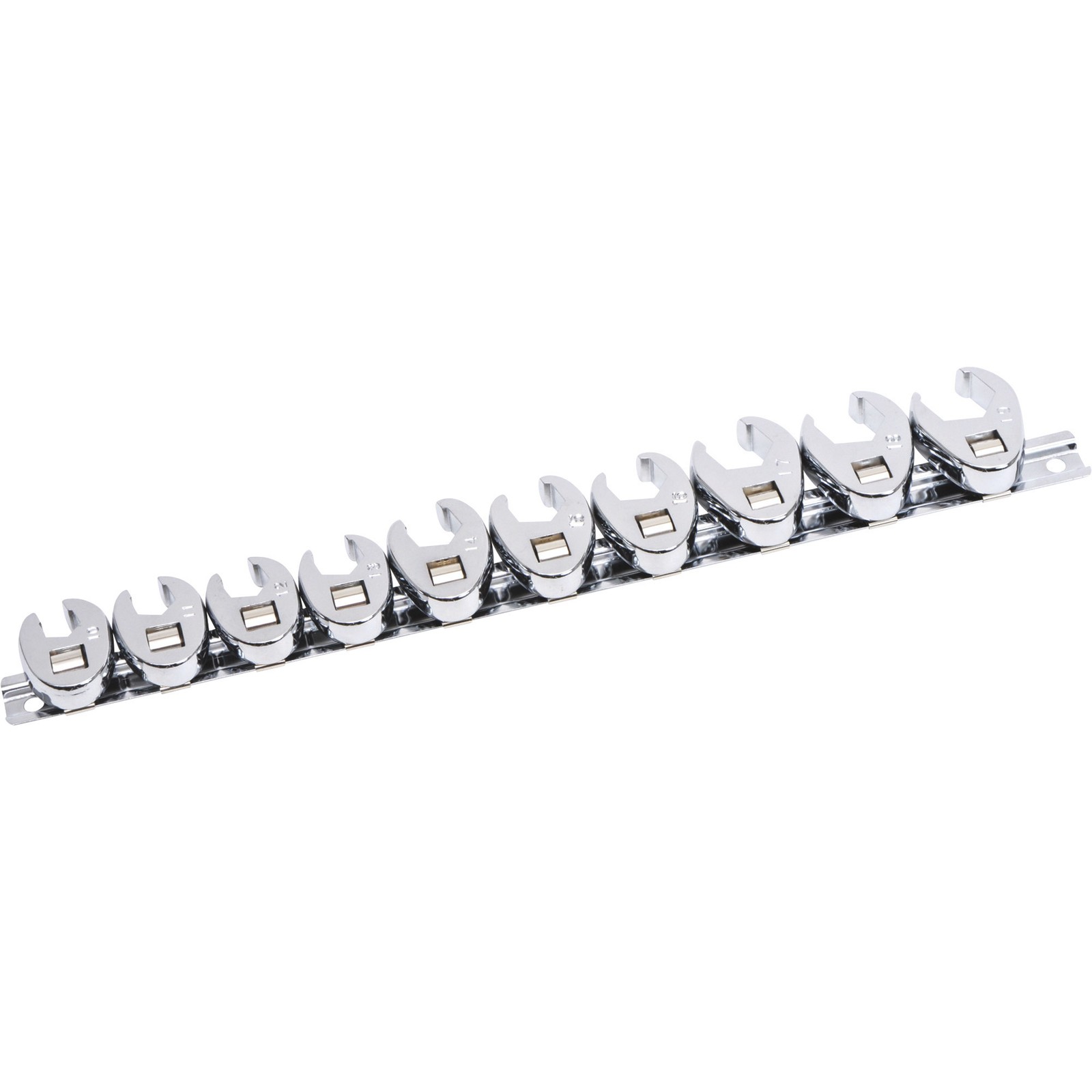 Klutch 3/8in. Drive Crowfoot Flare Nut Wrench Set, 10-Pc., Metric