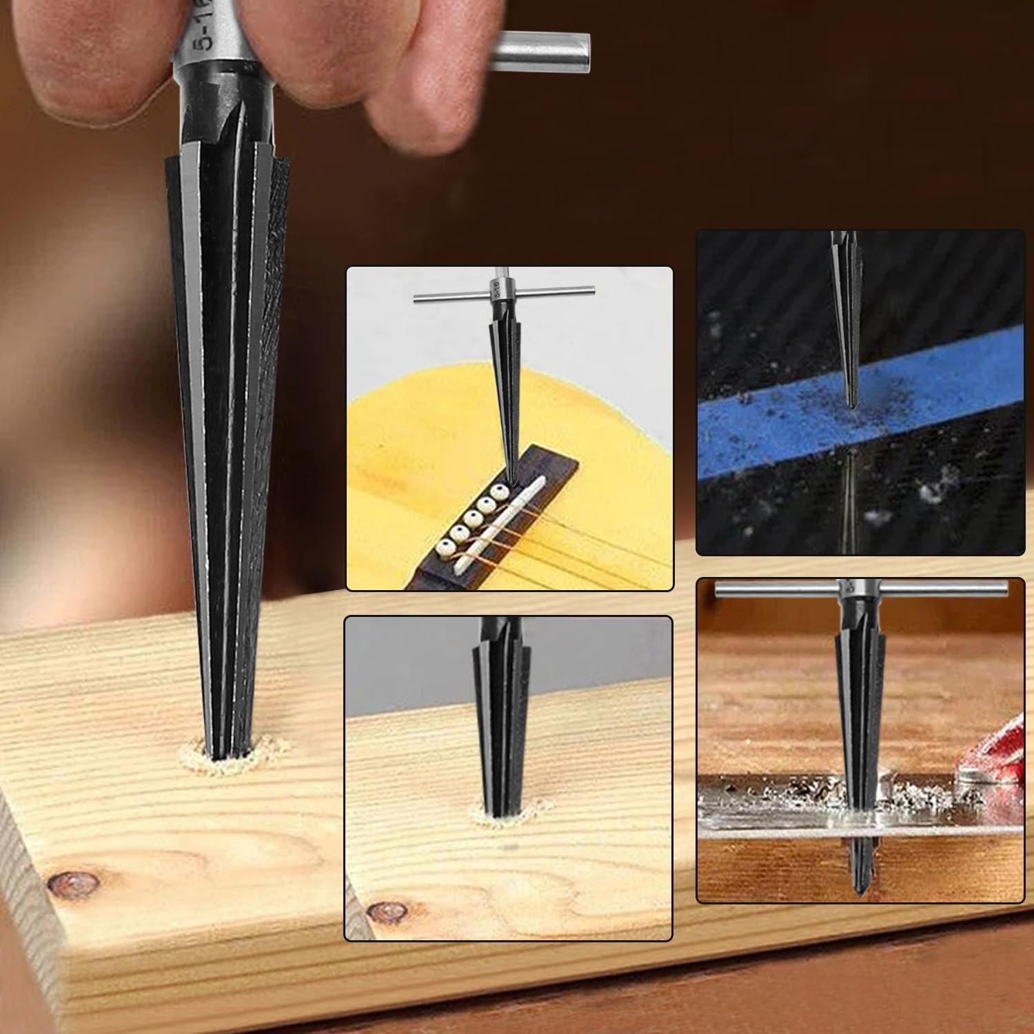 Hand Reamer Tool, Tapered Set, 3mm; 5mm; 8mm; 10mm; 12mm; 16mm