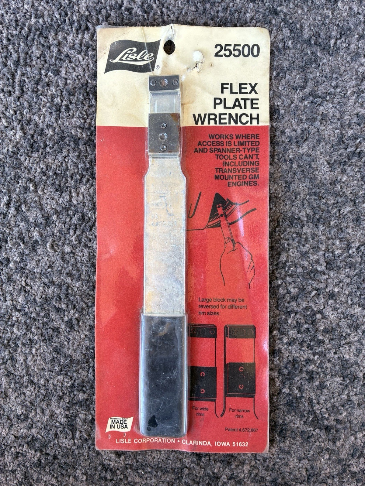 Lisle 25500 Transmission Flex Plate Wrench NOS New Old Stock MADE IN USA