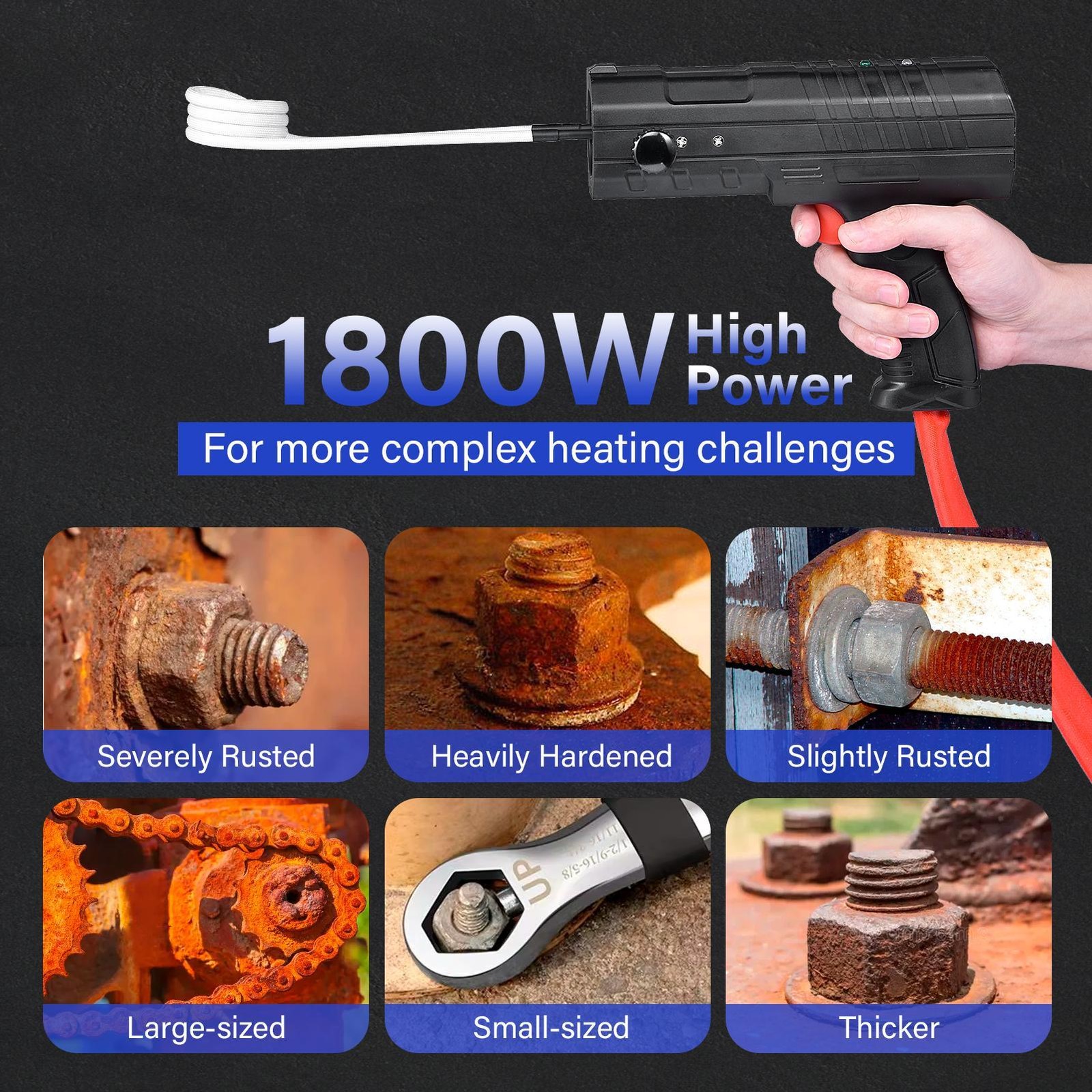 110V Magnetic Induction Heater Kit Bolt Remover Non-Contact Heat Tool Free Coils