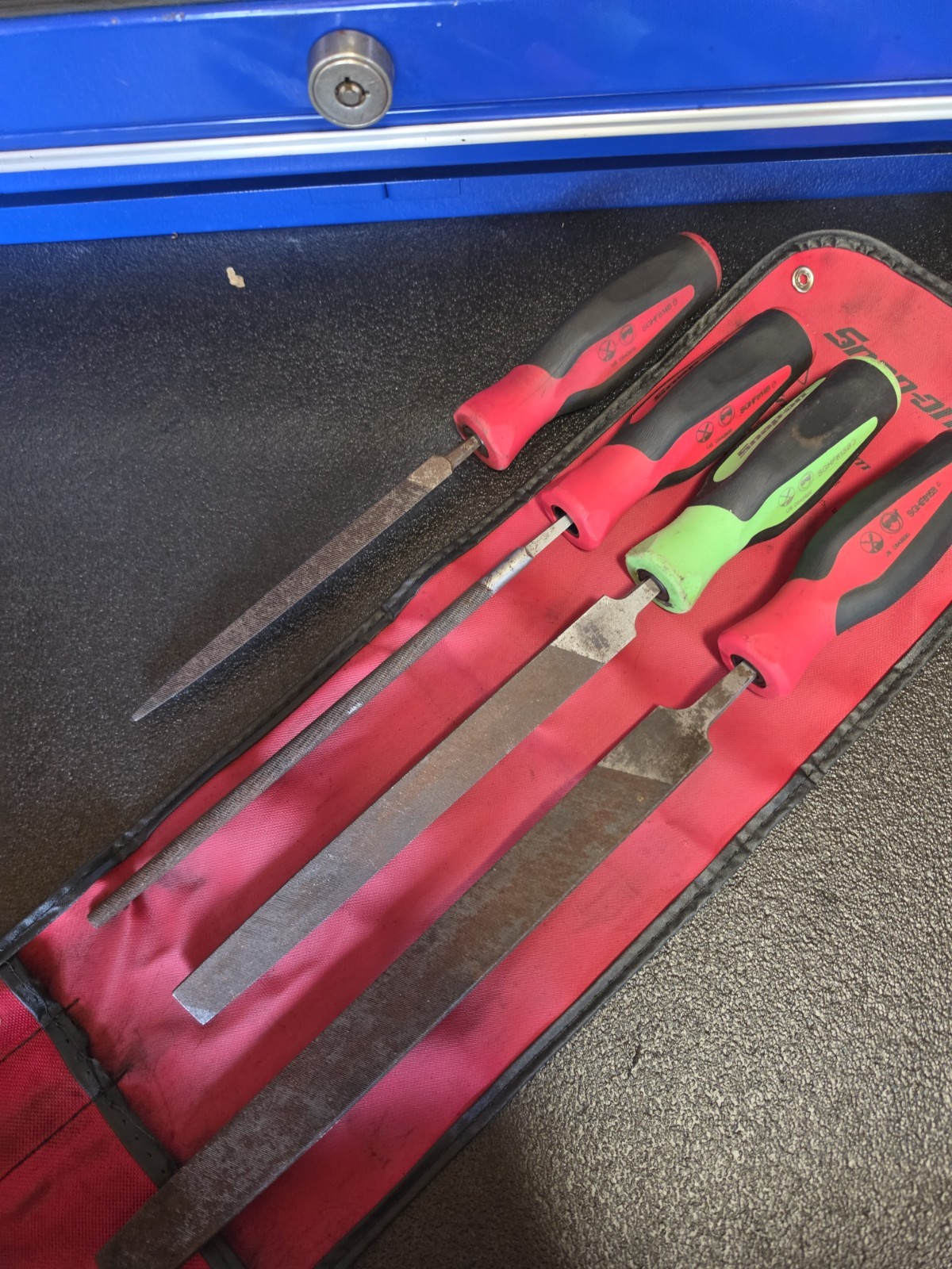 SNAP ON METAL FILE SET 4pc AND Folder GOOD CONDITION, INSTINCT GRIP C0416B