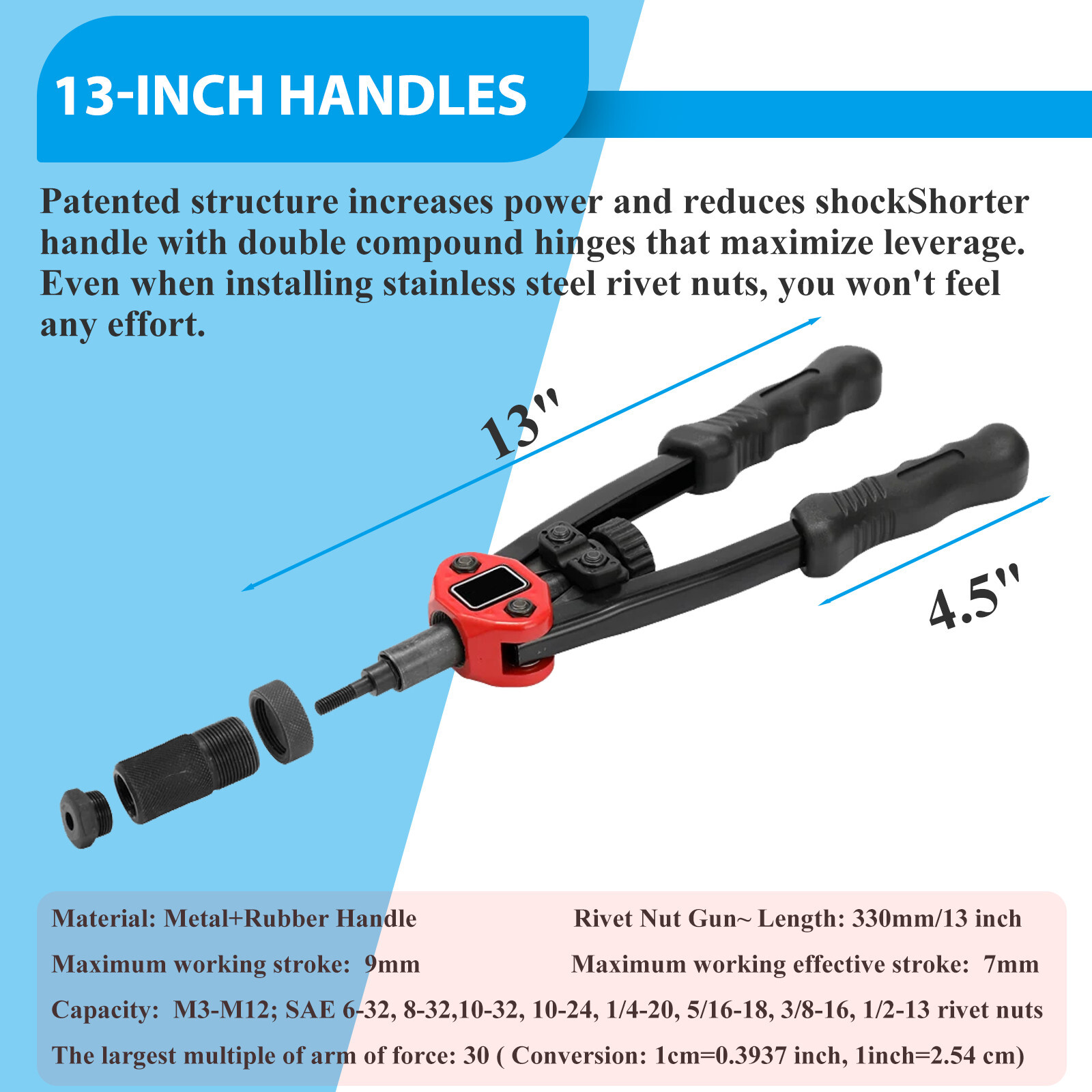 180pcs Easy Automatic Rivet Tool Set Dual-Hand Manual Metric&SAE Rivet Nut Tool