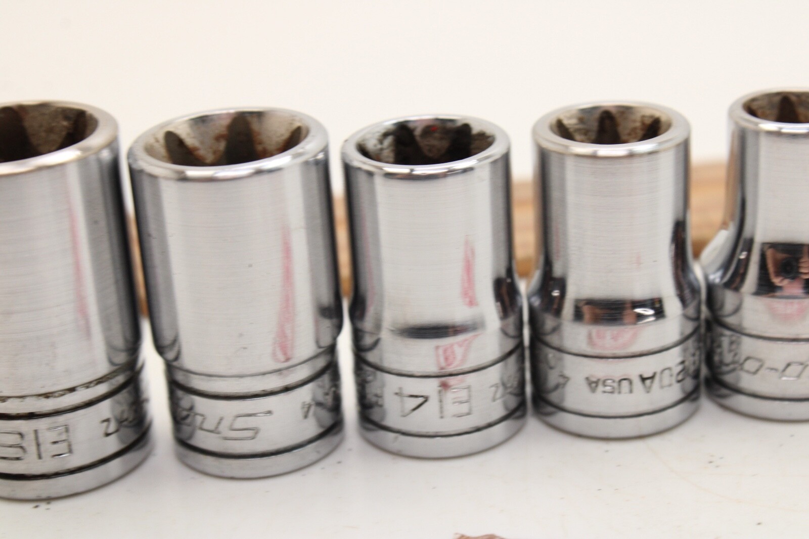 Snap-on FLE/TLE 10 Piece 1/4″ 3/8″ Drive Inverse Torx Socket Set Chrome USA