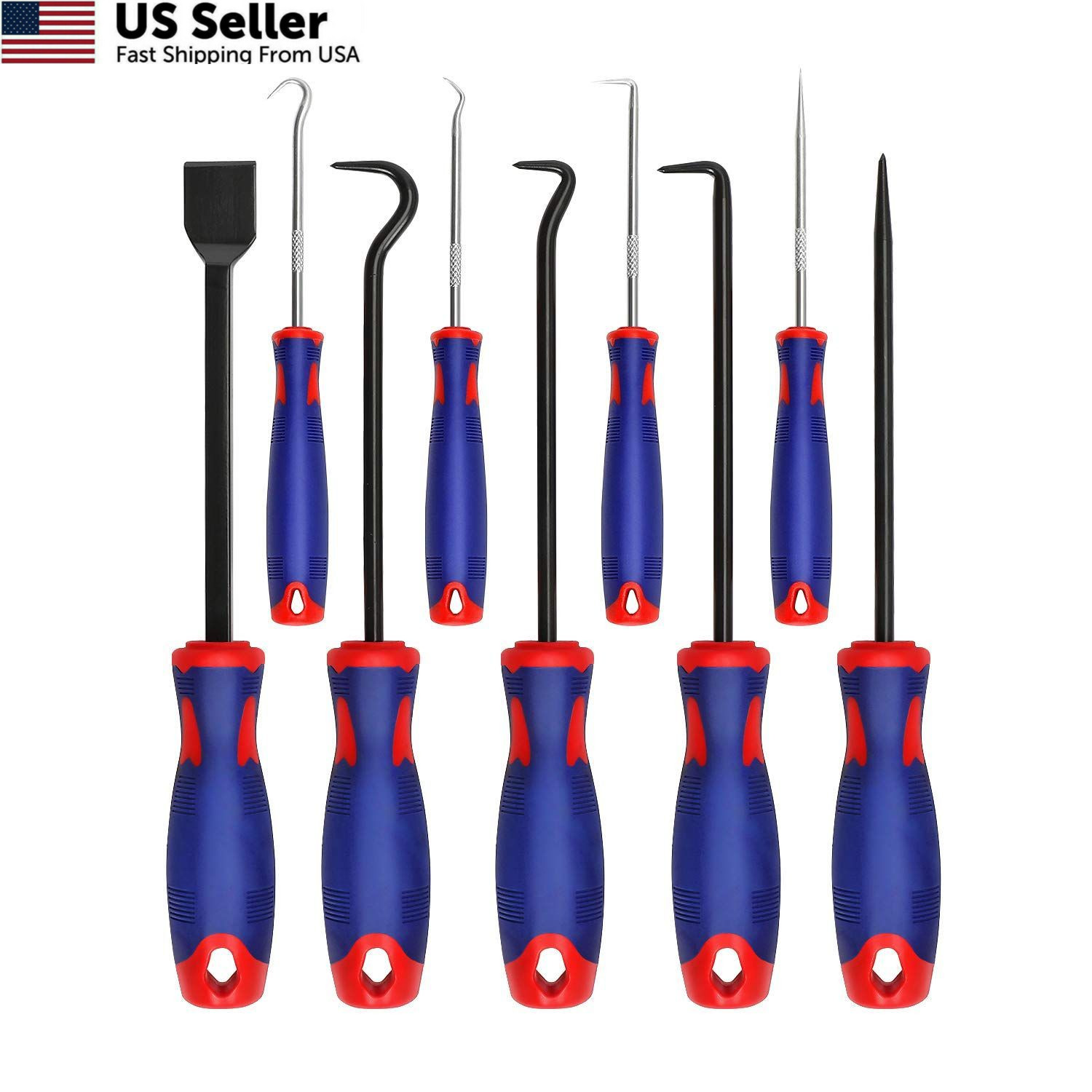 WORKPRO 9Pcs Precision Pick & Hook Set with Scraper, Small, Multicolor