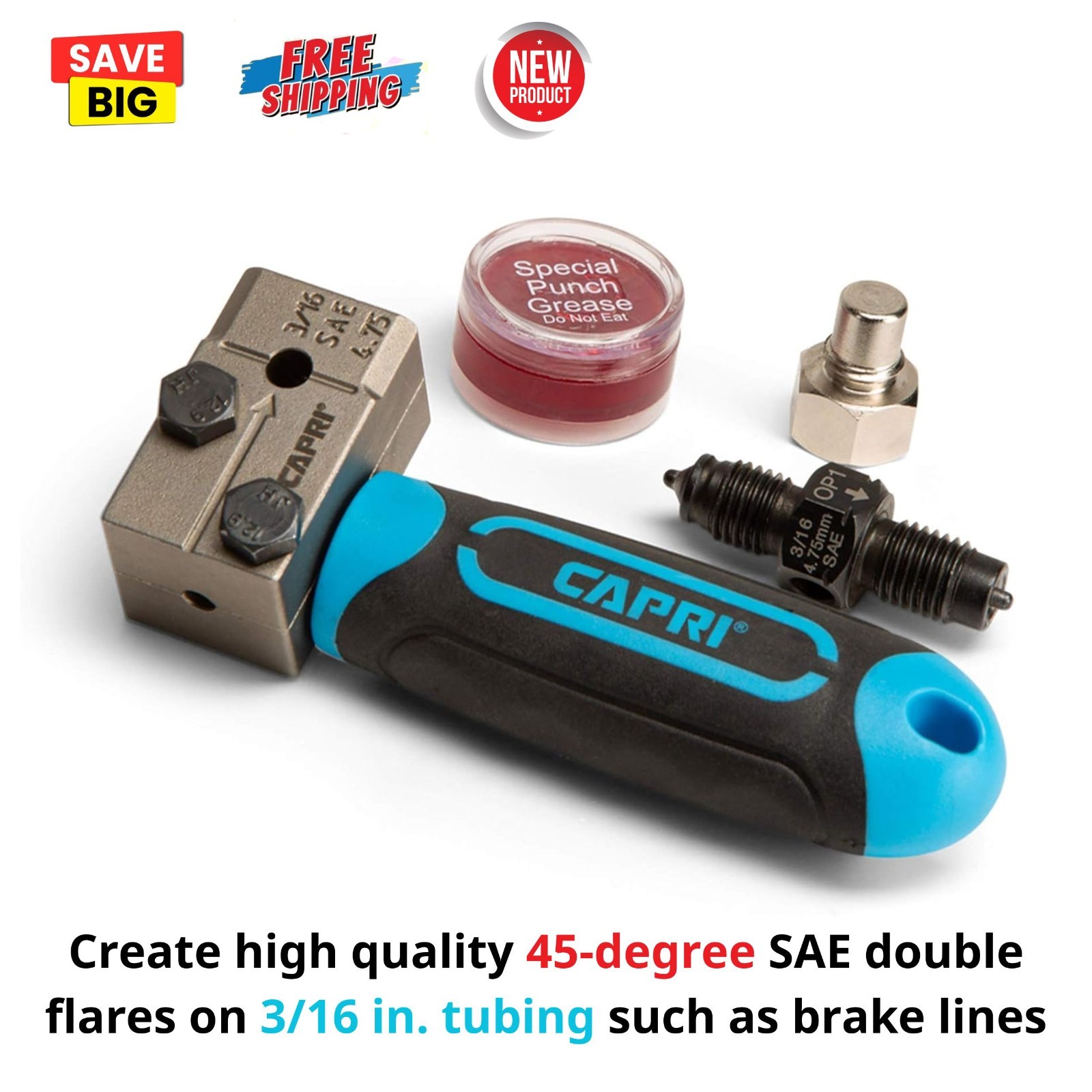 Portable Double Flaring Tool for 3/16 in Steel Nickel Brake Line Auto Repair