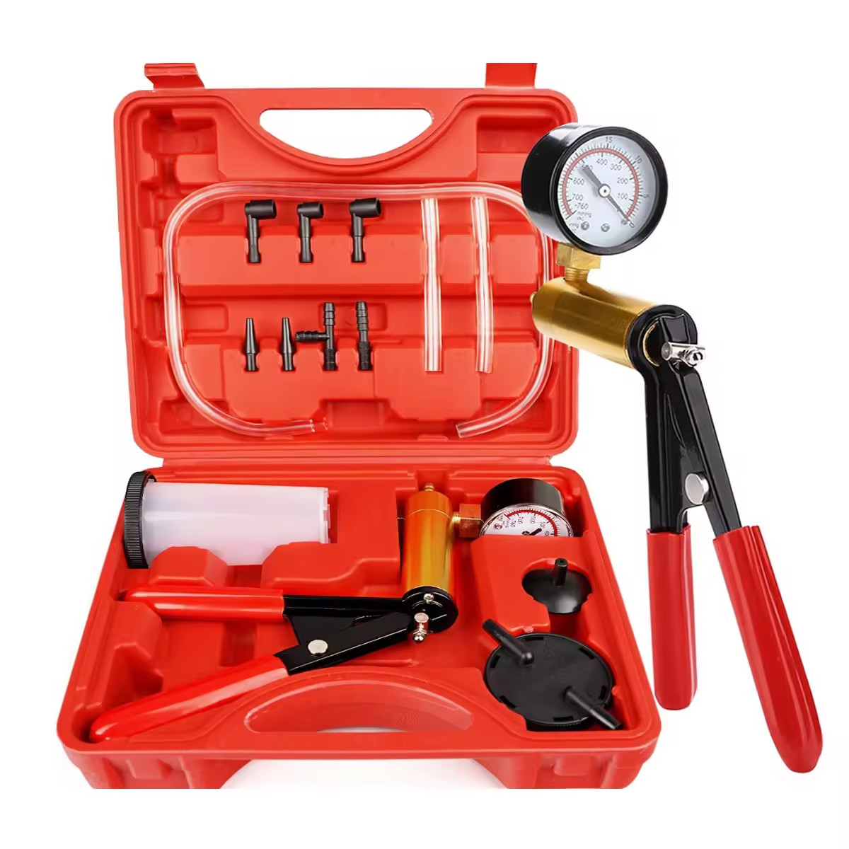 Hand Held Vacuum Pressure Pump Tester Set Brake Fluid Bleeder Bleeding Kit + Box