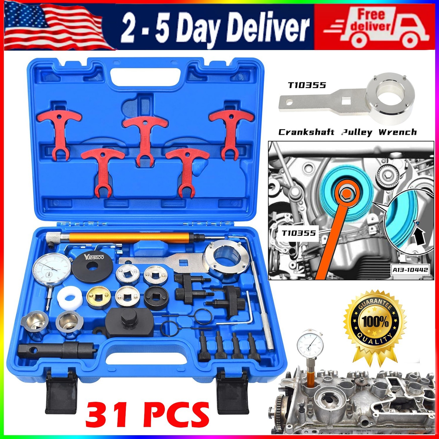 31 PCS Camshaft Crankshaft Engine Timing Tool Kit with Audi VW VAG 2006-2018 EA8