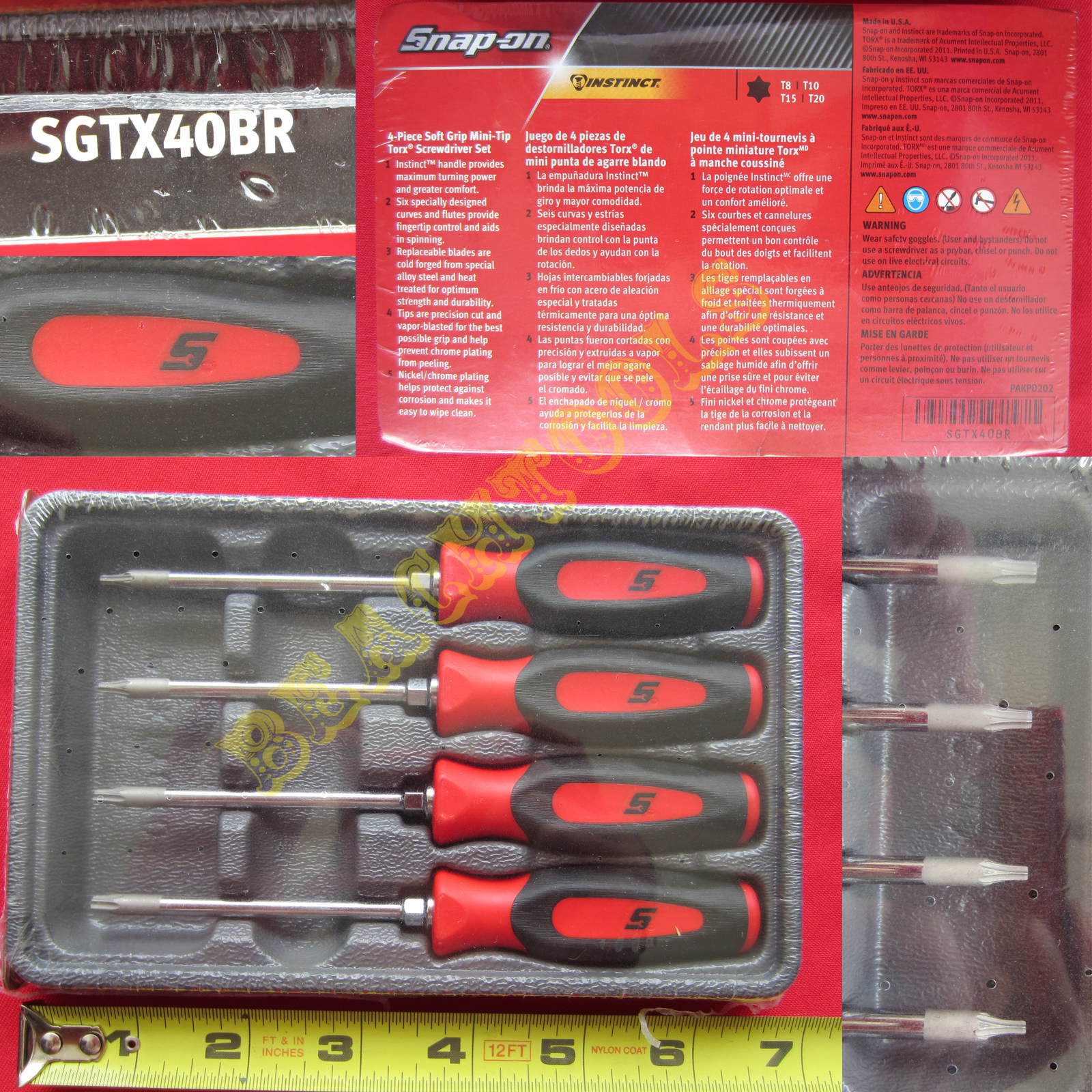 New Snap On Red Mini Soft Grip Handle Torx Screwdriver 4 Pcs Set SGTX40BR – USA