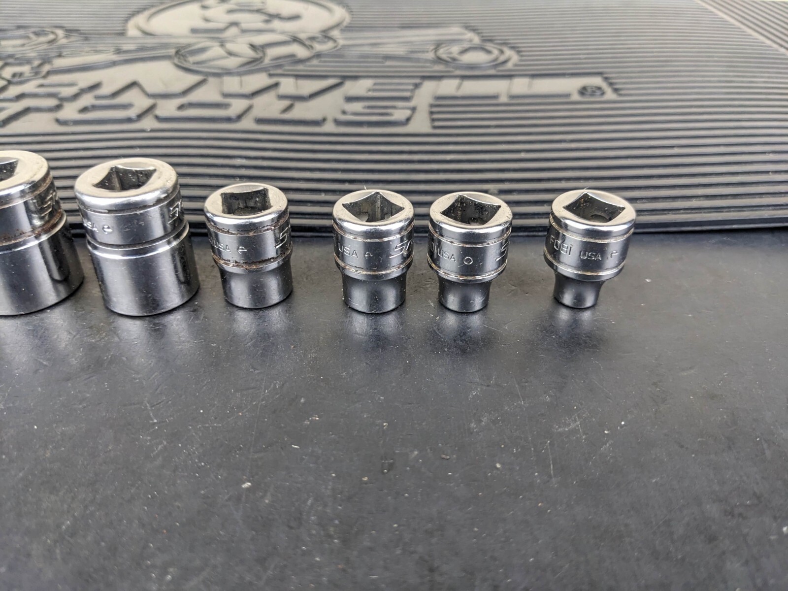 #bi522 Snap On Tools 211FY 3/8″ Drive 12 Point Shallow SAE Socket Set USA