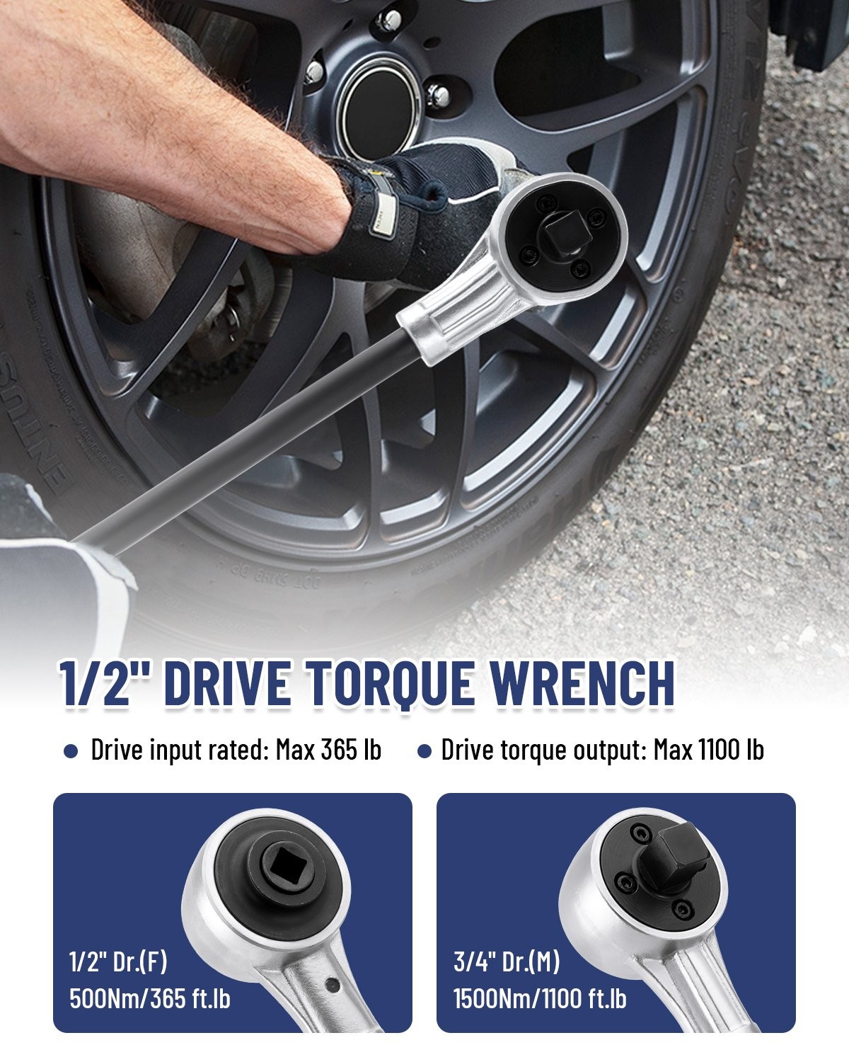 03716B 1/2″ Torque Multiplier Power Wrench 2,200 Foot-Pound Professional Grade