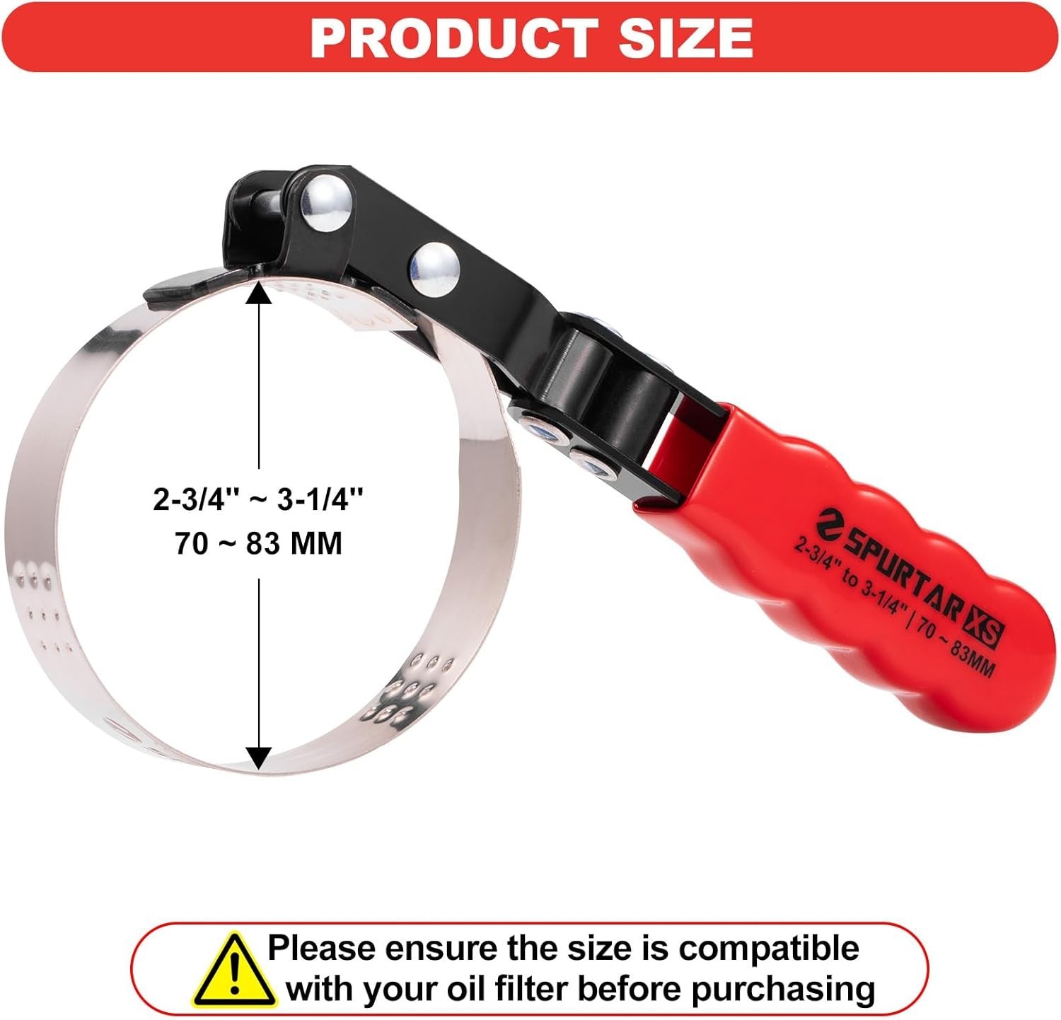 HORUSDY Small Swivel Oil Filter Wrench, 2-3/4″ to 3-1/4″ 70-83mm, Orange
