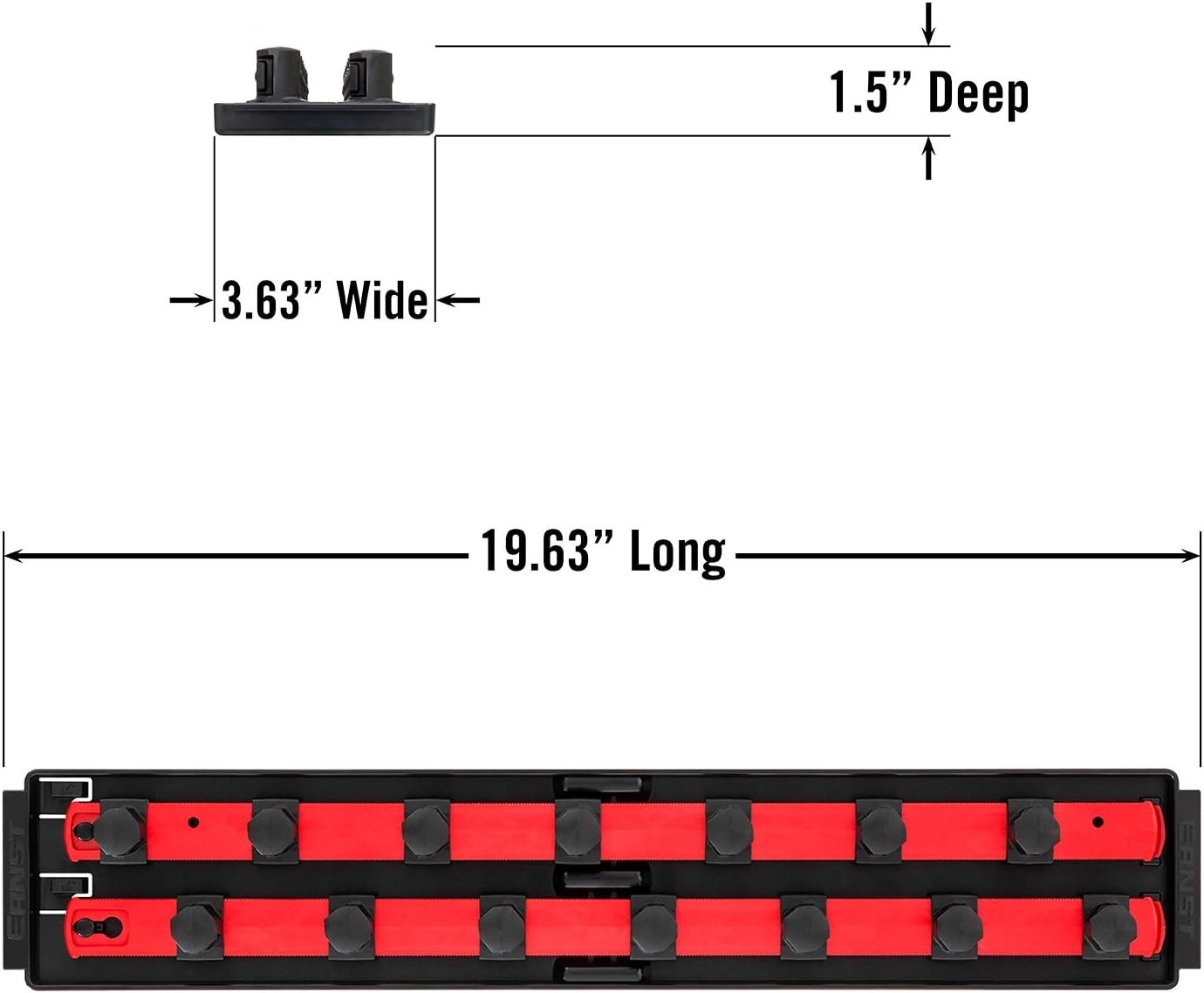 Socket Boss, 2-Rail 3/4-Inch-Drive Socket Organizer, 19-Inch, Red – Made in the