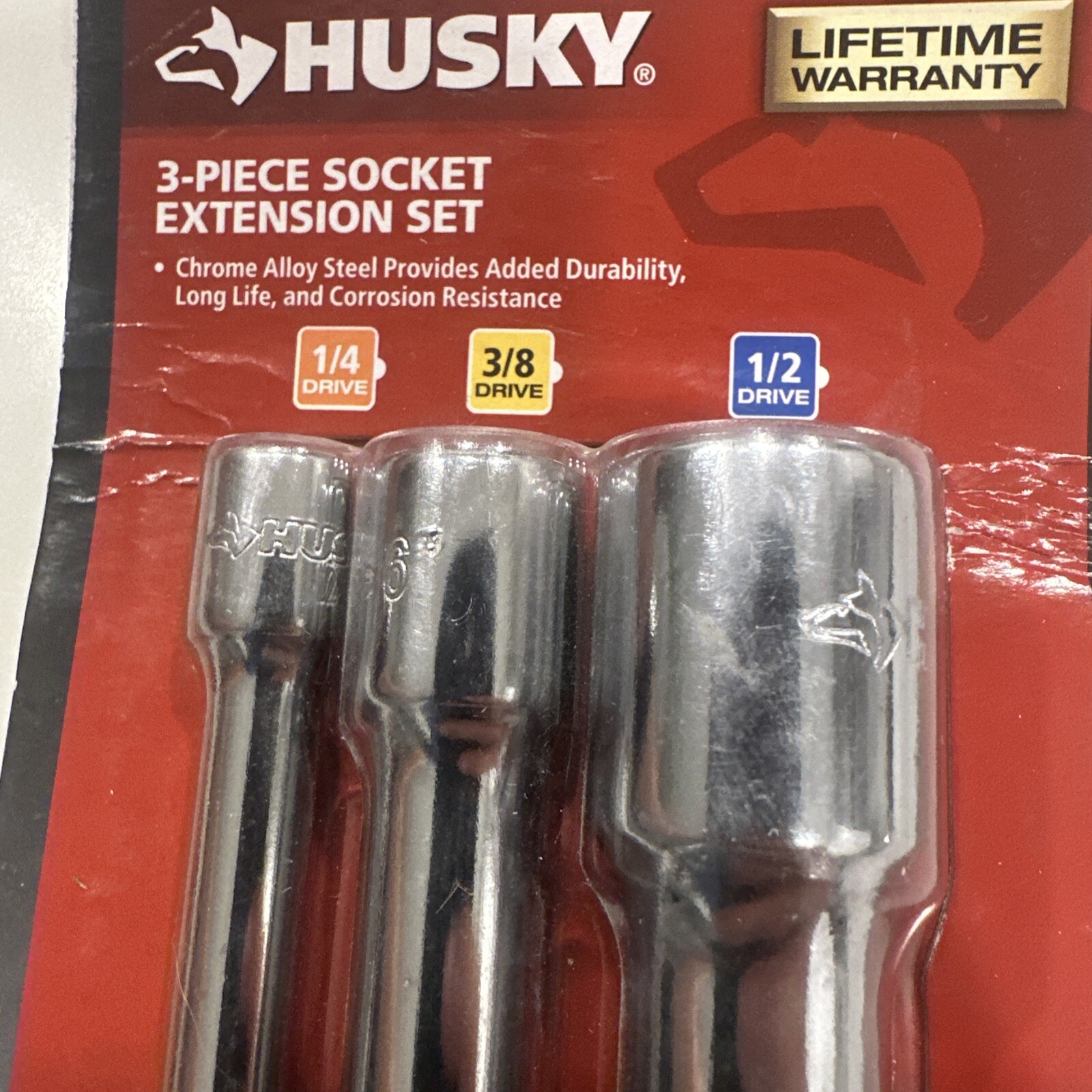 Husky 3-Piece Socket Extension Set 1/4” 3/8” 1/2” Drive 1006229519 – New