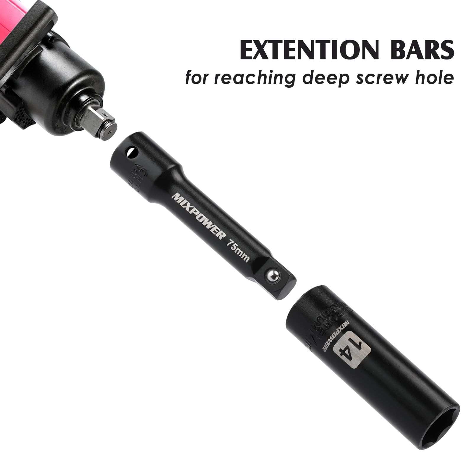 49-Piece 3/8″ Drive Deep Impact Socket Set – SAE & Metric, Cr-V Steel, 6 Point