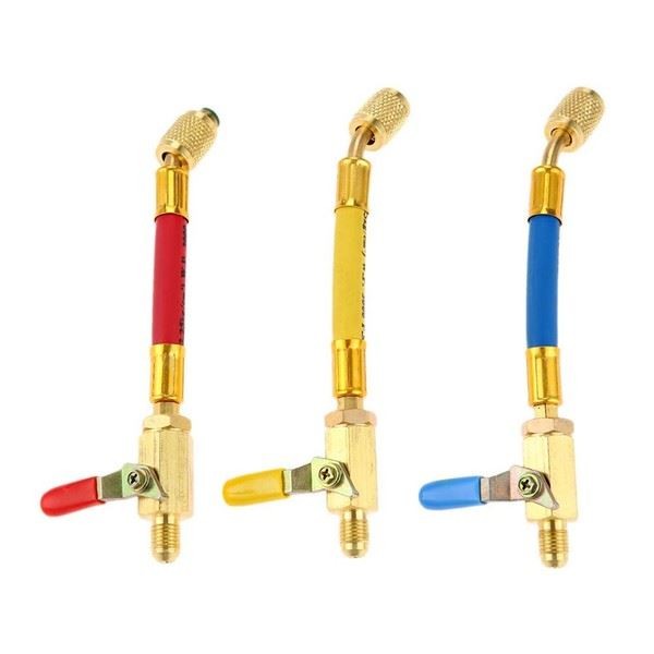 Versatile 3Pcs R134A R410A R22 R12 Charging Hose & Ball Valve Combination