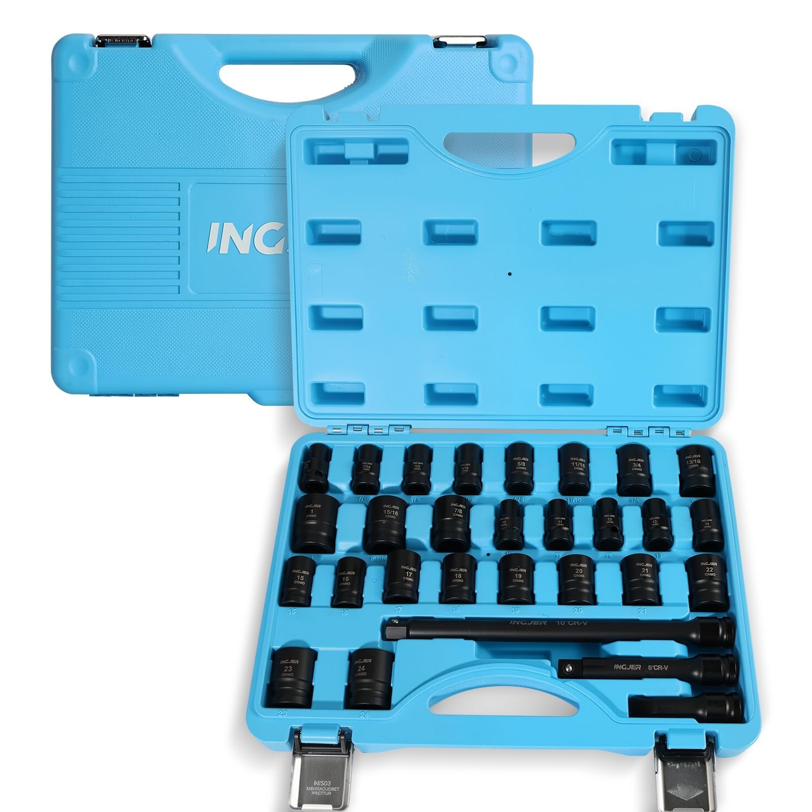 29PC 1/2″ Impact Socket Set – SAE & Metric Shallow Sockets, High Torque, CR-MO M
