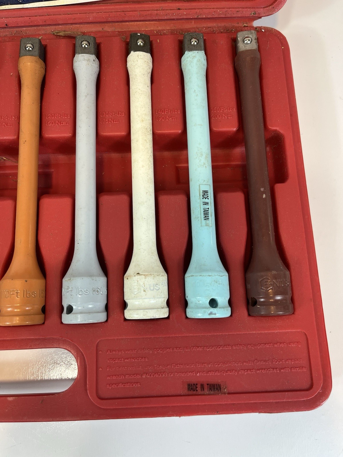 Genius Torque Extension Bars In Case Complete Set of 10 Pre-owned Excellent Cond