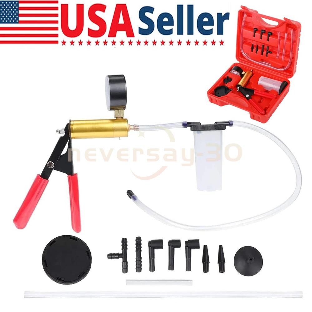 Hand Held Vacuum Pressure Pump Tester Set Brake Fluid Bleeder Bleeding Kit + Box