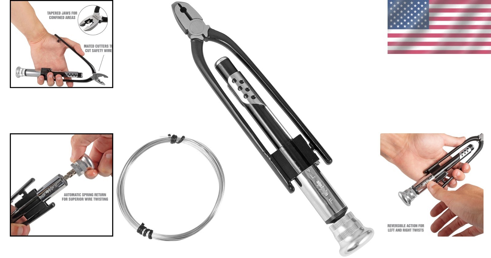 Durable 6-Inch Safety Wire Pliers: Reversible Action, Locking Buckle, Steel Wire