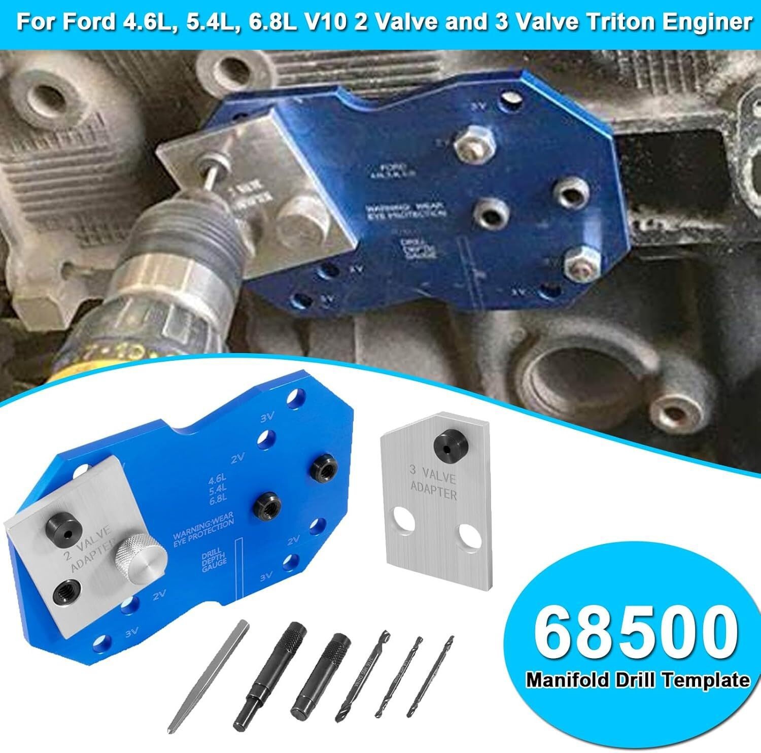 68500 Exhaust Manifold Stud Drill Tool for Ford Triton 4.6L 5.4L 6.8L 2V 3V
