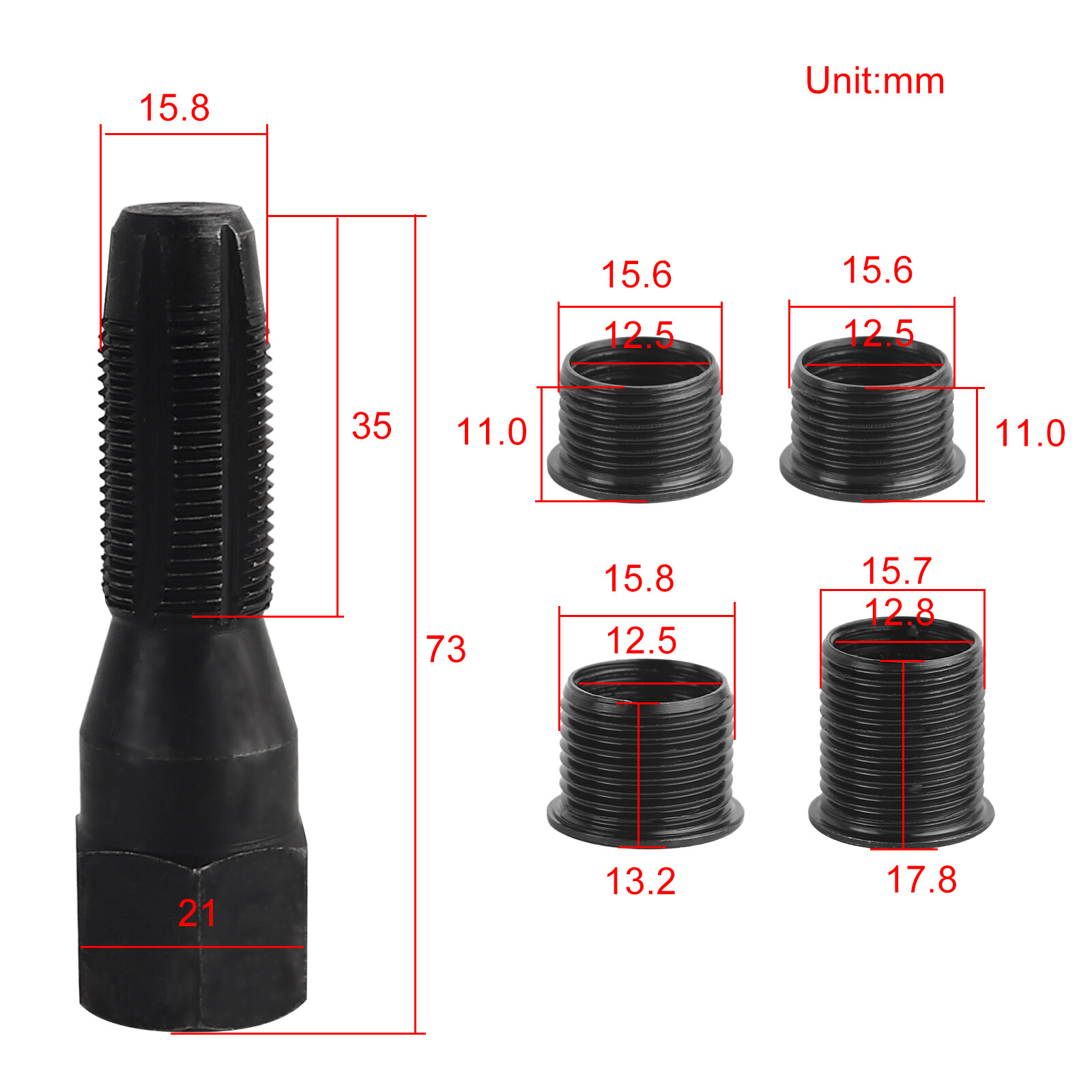 M14 x1.25 Spark Plug Rethread Thread Repair Kit Helicoil Reamer Tap w/ 4 Inserts