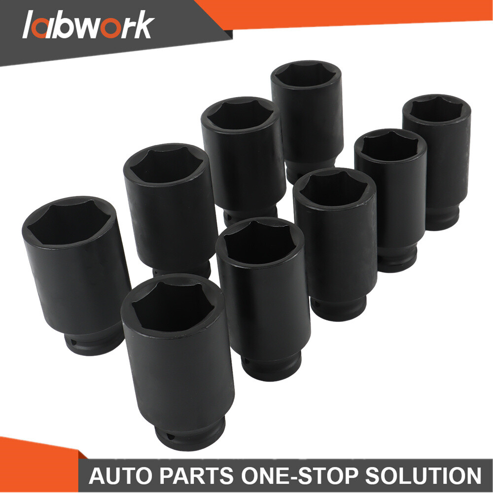 Labwork 9 Pcs Deep Impact Socket Set Drive Metric Axle Hub Nut Socket 29-38mm