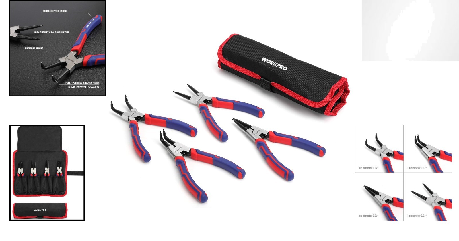 Durable 4-Piece Snap Ring Pliers Set – Chrome Vanadium Steel Construction