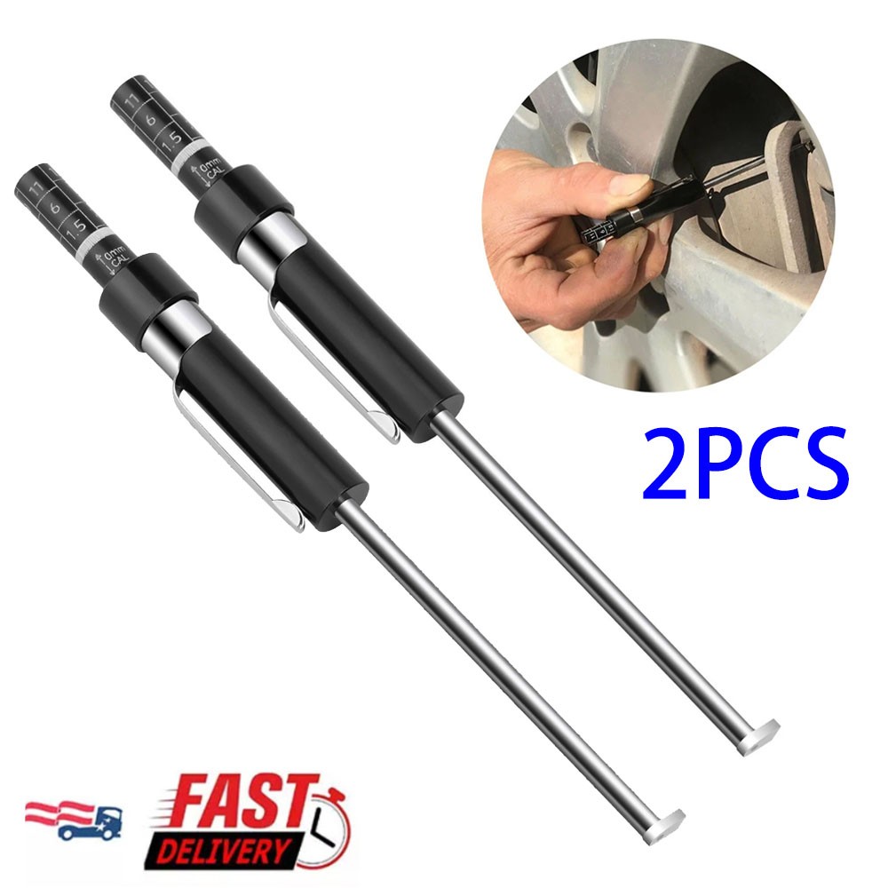 2pc Brake Pad Thickness Gauge Measure Tool w/ Scale car Detection Pen Base Plate
