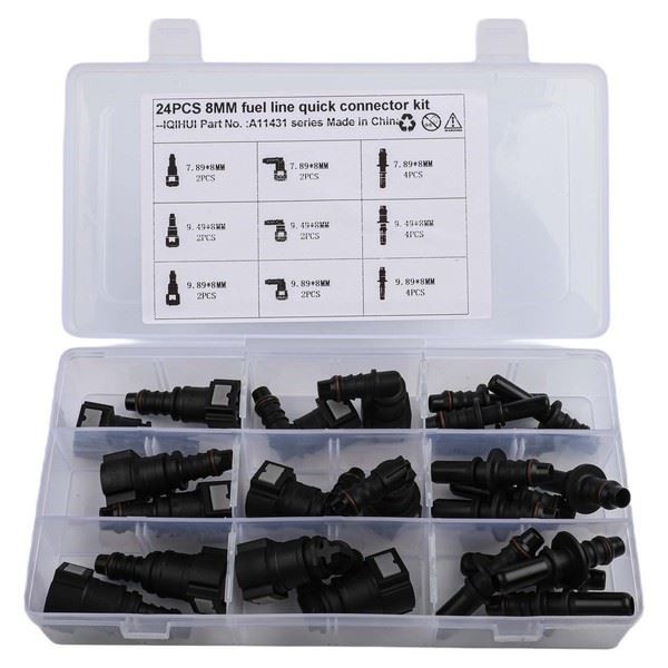 Fuel Line Quick Connector Repair Kit 24PCS with Multiple Sizes for Diesel Hose