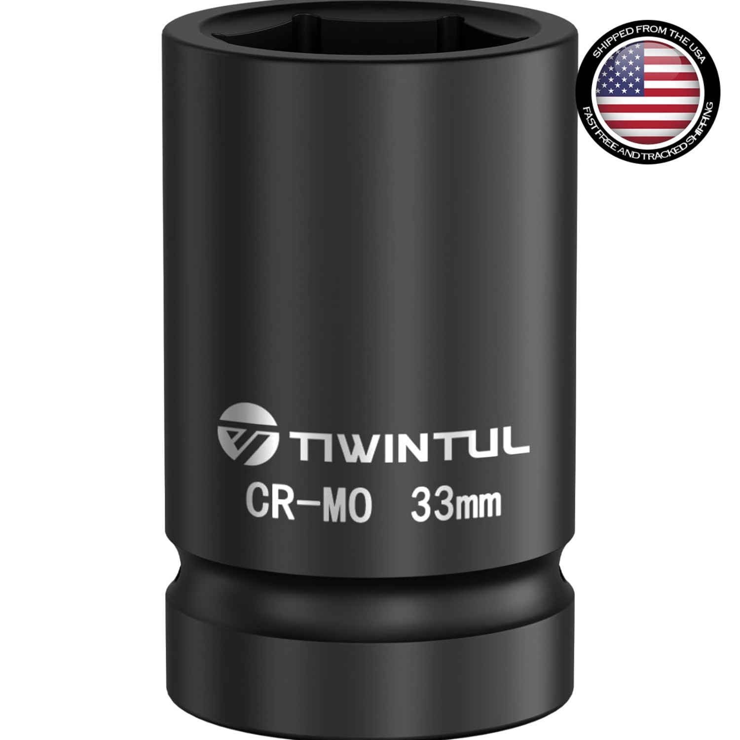 33mm Deep Impact Socket, 1 Inch Drive, Chrome Molybdenum Steel, Manganese Finish