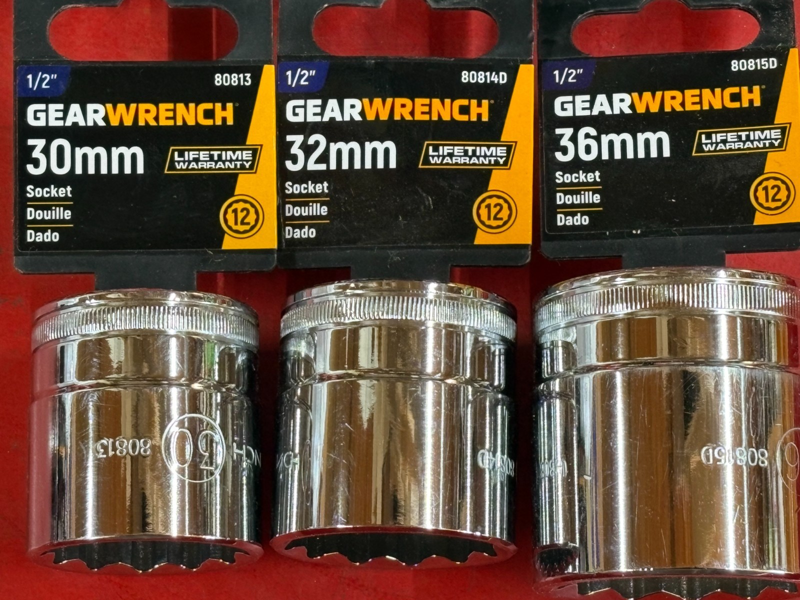 GEARWRENCH (19) PIECE 12mm-36mm 1/2″ DRIVE 12 POINT METRIC STANDARD SOCKET SET