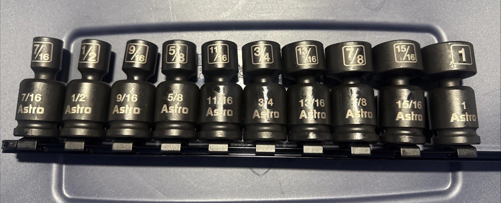 Astro 10pc 1/2″ Drive Nano Pinless Universal Impact Socket Set SAE 7/16” – 1”