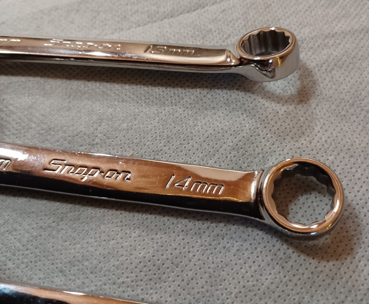 Lot Of 3 Snap-On Tools Metric Combination Wrenches 13mm 14mm & 15mm ~ Chrome