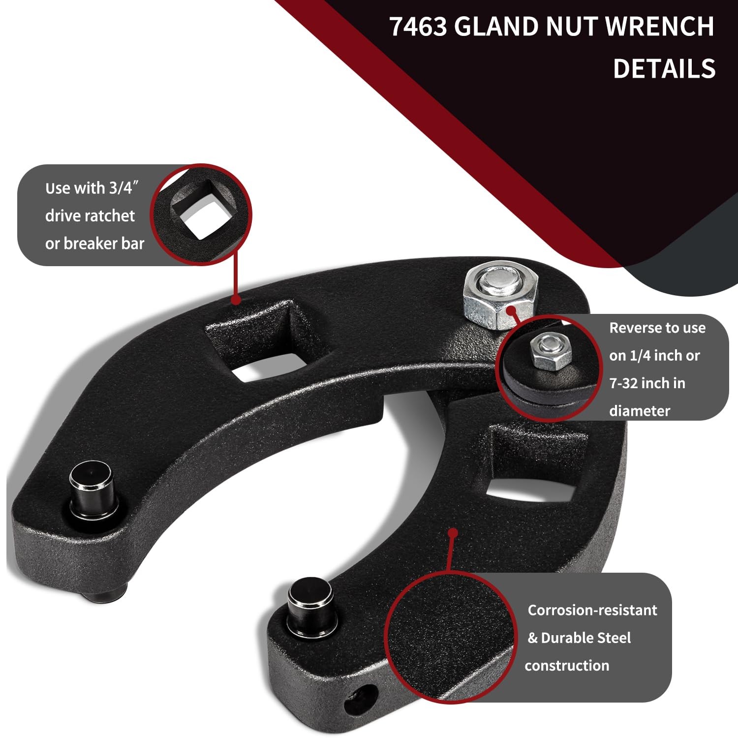 1266 7463 Adjustable Gland Nut Wrench Spanner Tool Set with Gloves & Towel