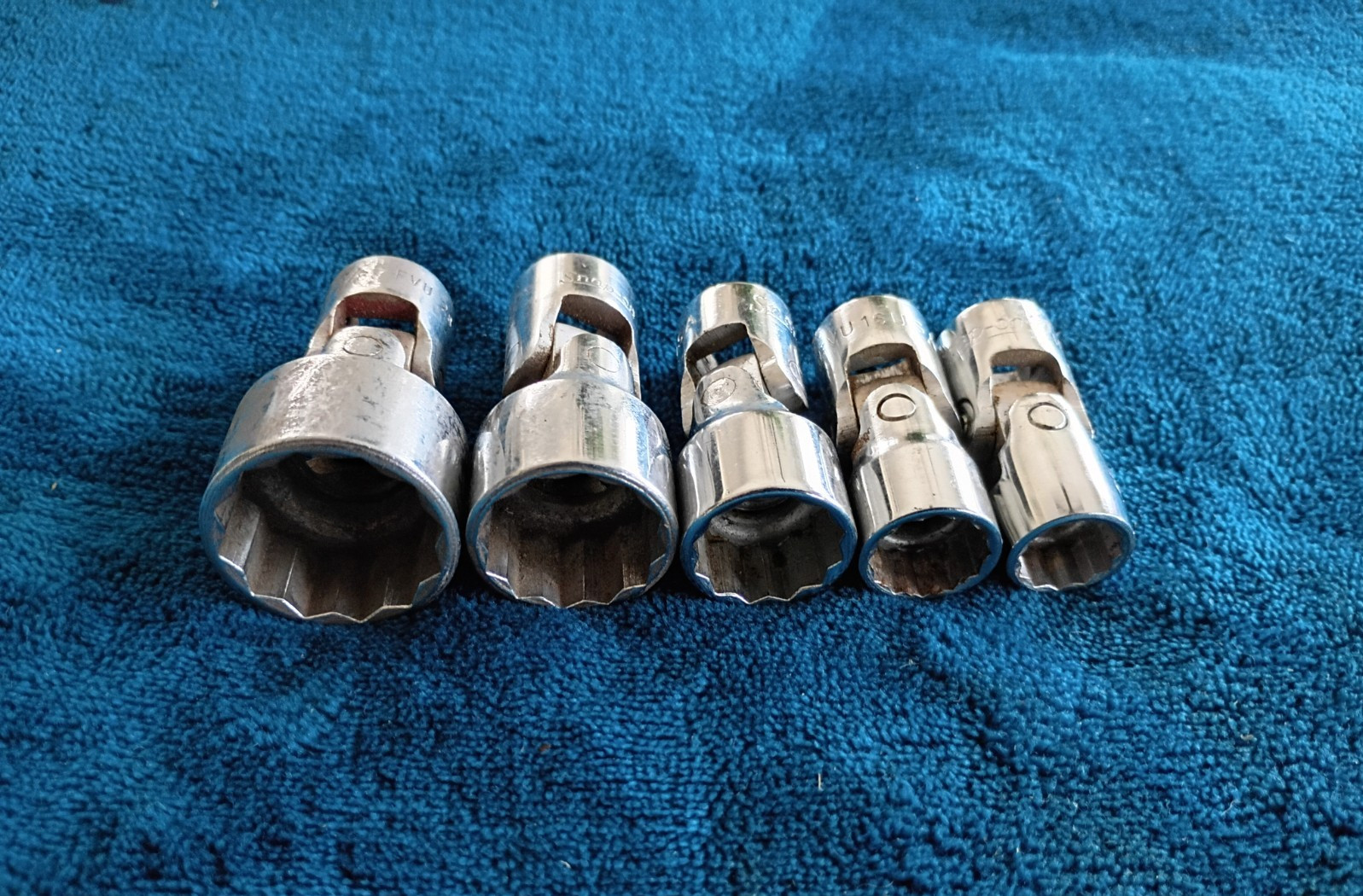 Snap-on Swivel Socket Set 3/8” Drive 7/16” to 7/8” 12 Point 5 pieces USA FVU.