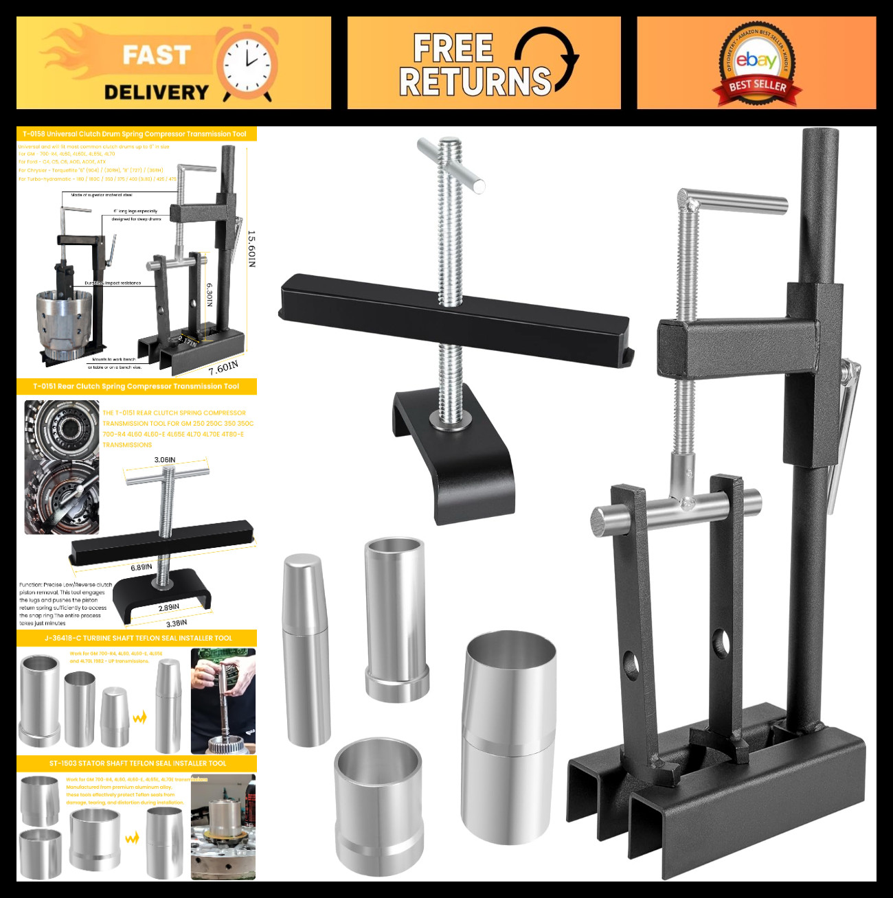 Universal Clutch Drum Spring Compressor & Teflon Seal Installer Kit for GM Trans