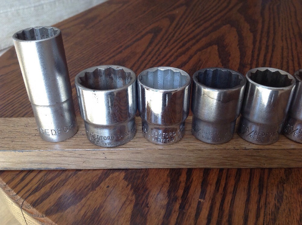 12 Bedford Sockets 1-1/8″ To 7/16″AF With 1/2″ Drive.A.