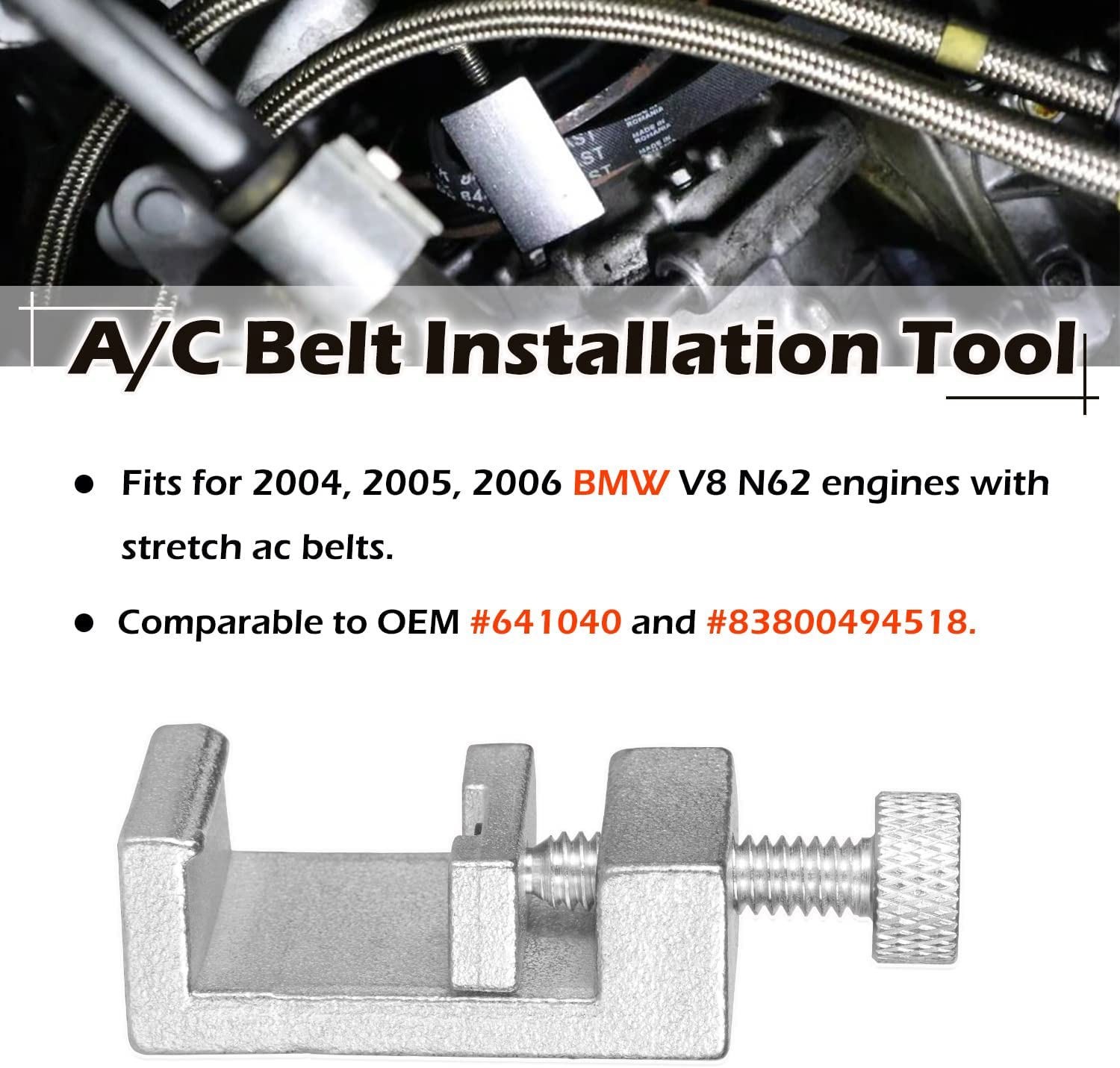 3458 A/C Belt Installation Tool Compatible for BMW N62&Mini W17 A/C Belt 641040