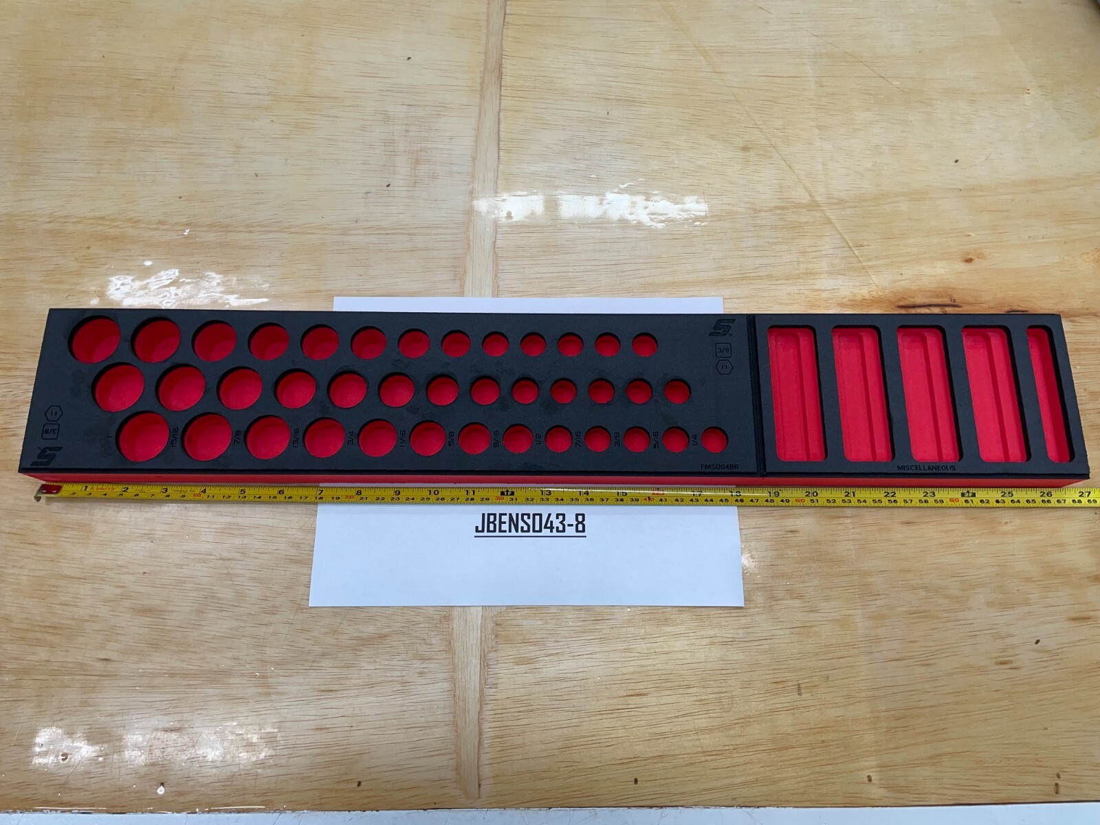 Snap-on Tools RED FOAM ORGANIZER for 39pc 3/8″ Drive SAE Socket Set FMS004BR