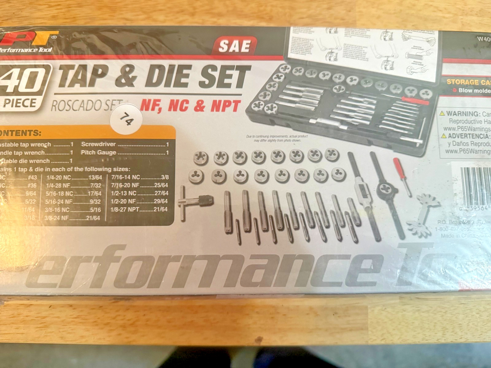 Performance Tool 40-piece professional tap and die set NEW SEALED SET #W4001DB