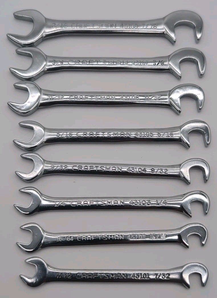 Sears Craftsman Tools USA 8 Piece Open-End 4 Way Offset Ignition Wrench Set 4306
