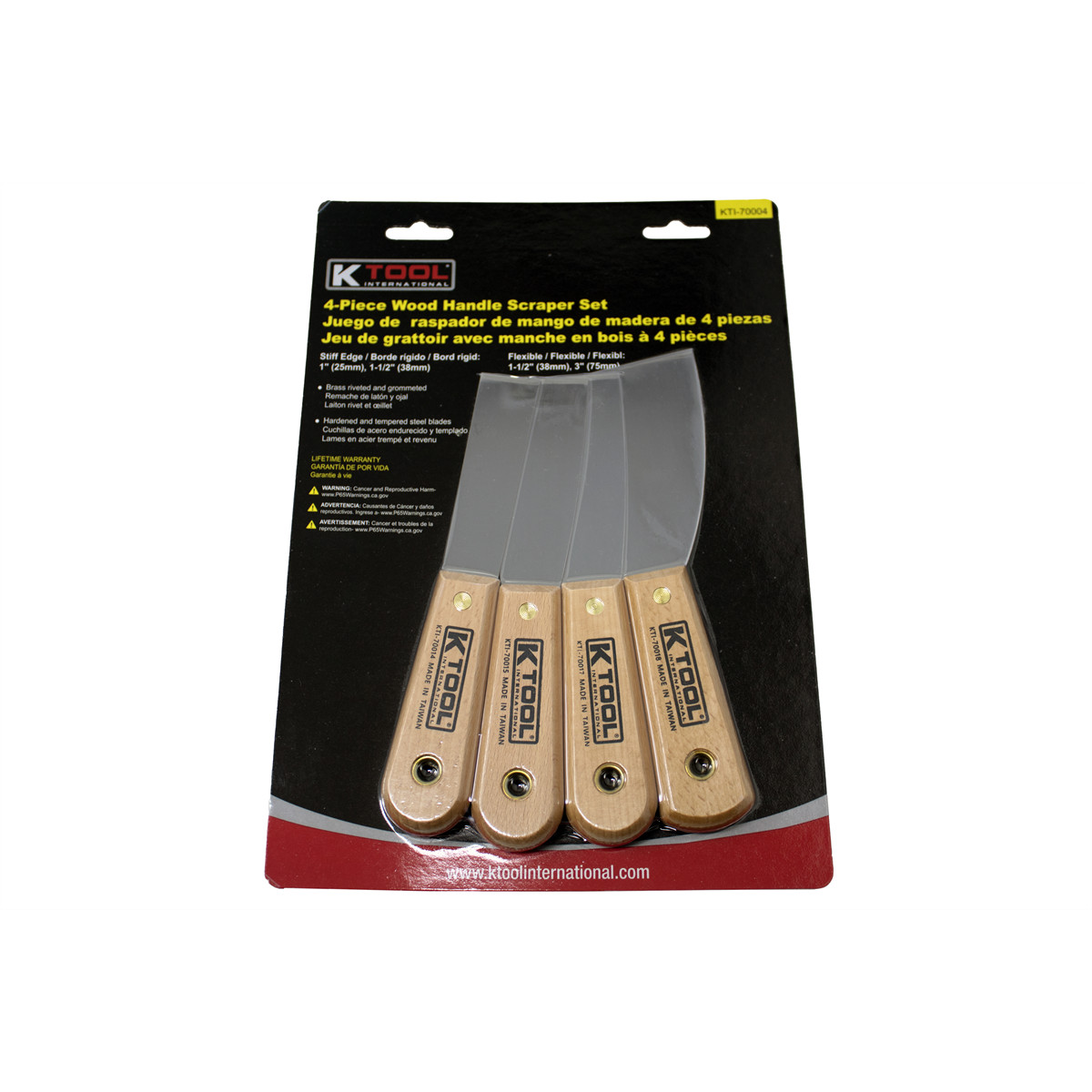 K-Tool 70004 4-pc Scraper & Putty Knife Set