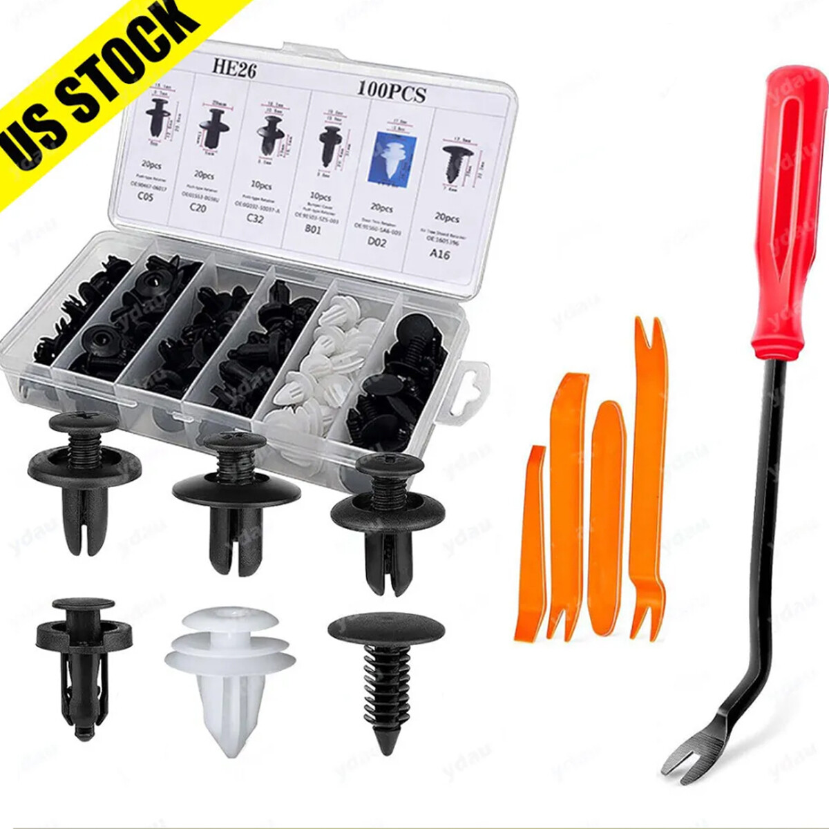 100pcs Plastic Trim Removal Pry Tool Set for Car Radio Panel Door Dash Clip Kits