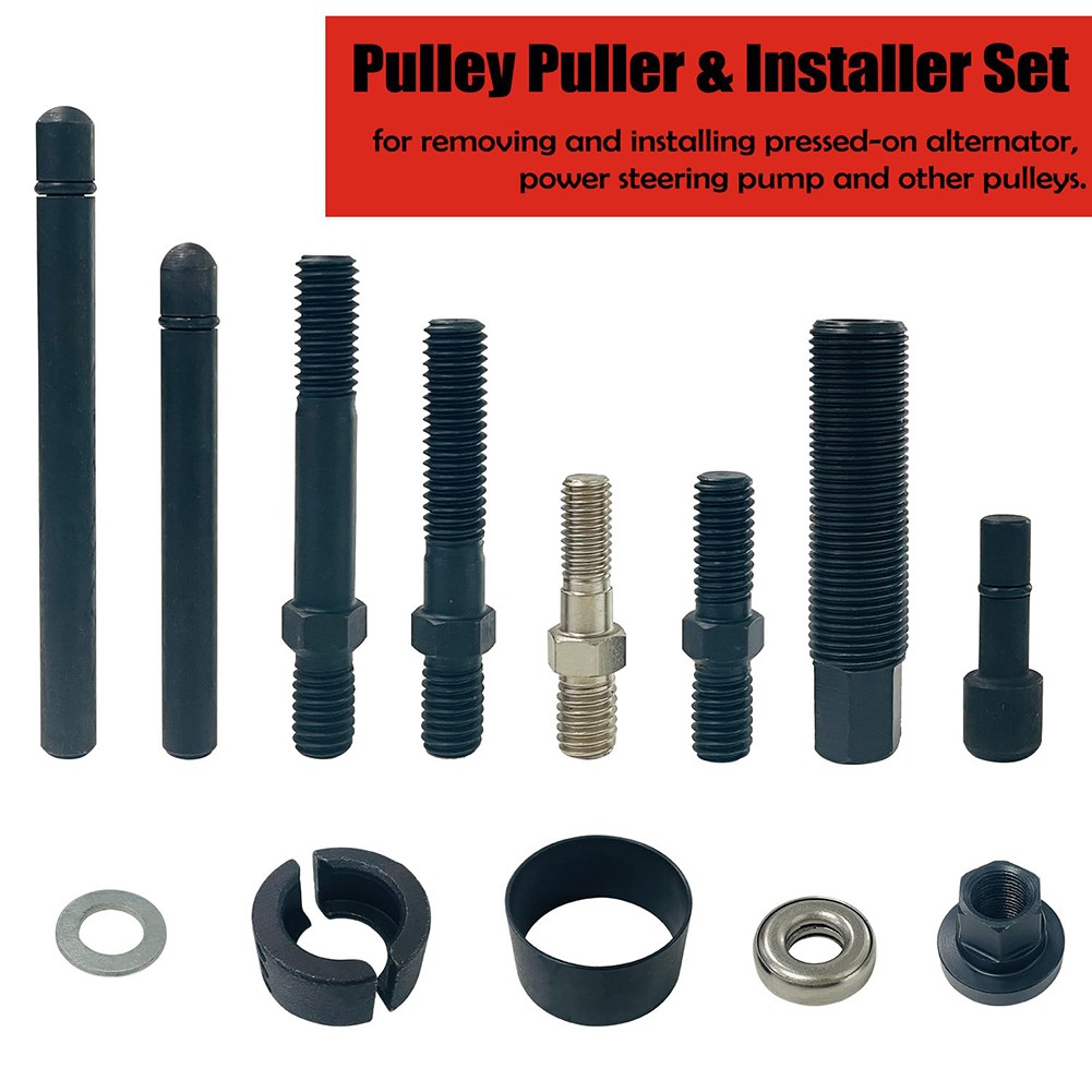 Pulley Puller and Installer Power Steering Pump Remover Alternator – 13 PCS Kit